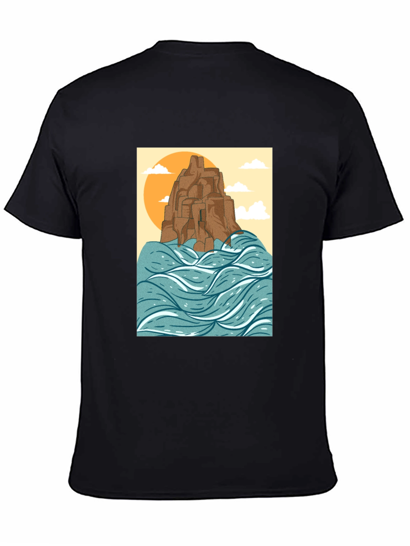 Coastal Cliff Graphic T-Shirt - Black