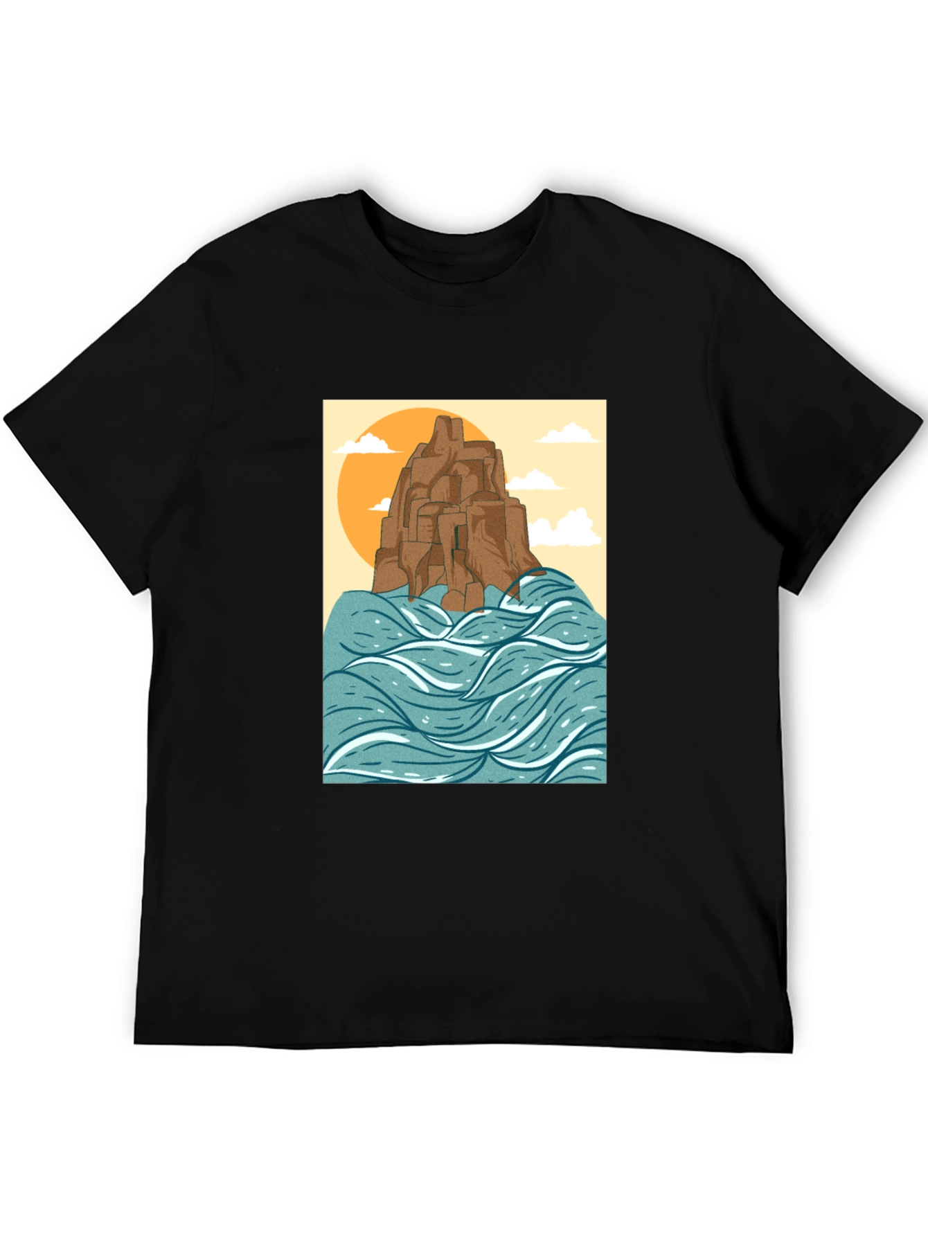 Coastal Cliff Graphic T-Shirt - Black
