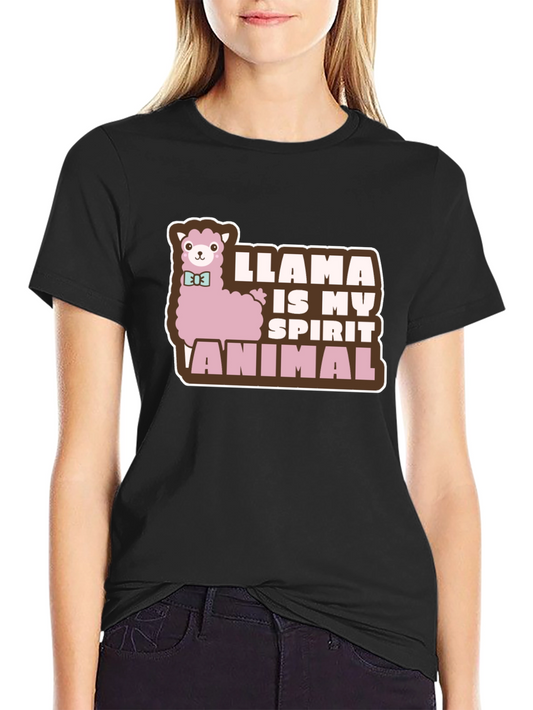 Llama is My Spirit Animal T-Shirt - Black Cotton Tee