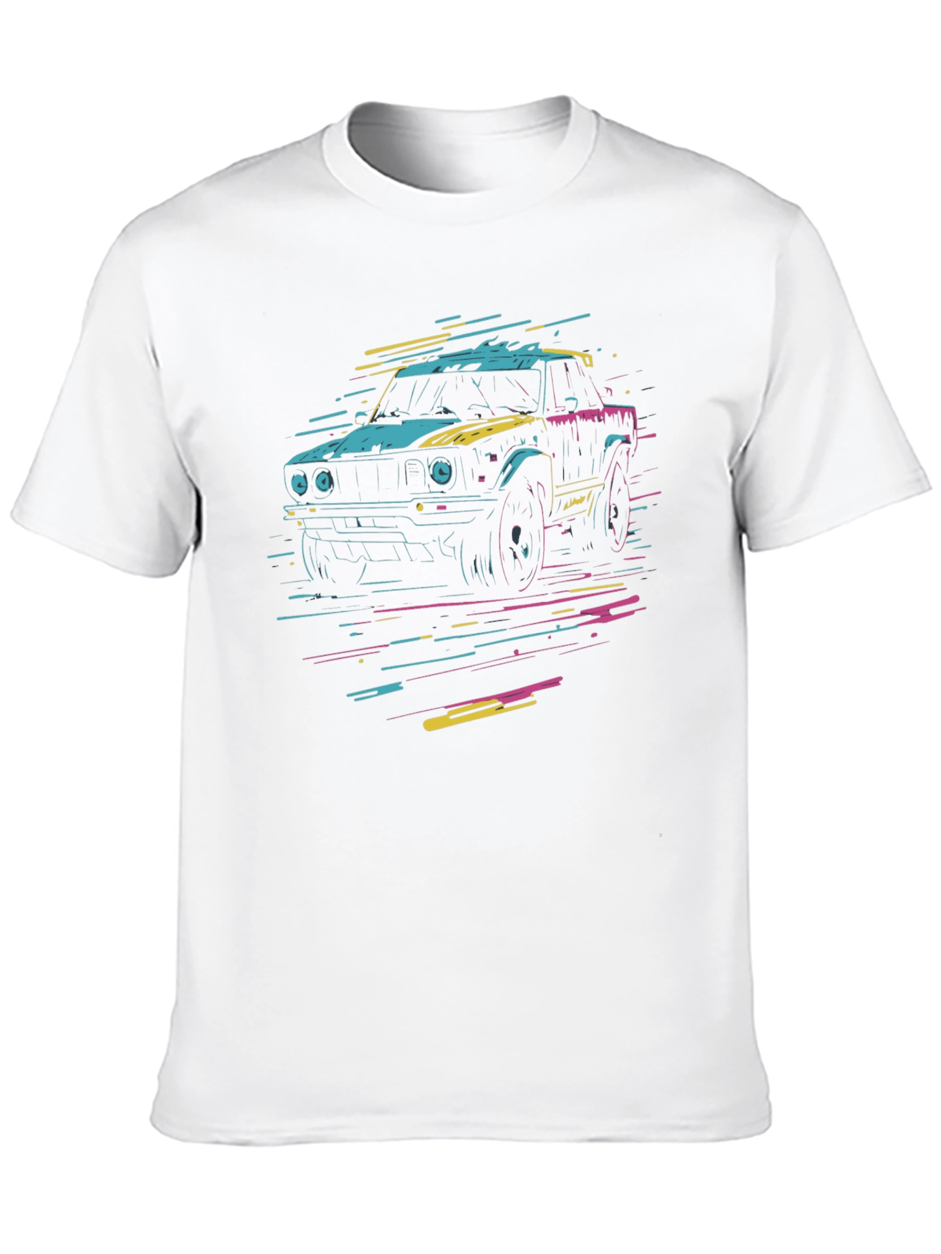 Retro Car Graphic Tee - Black Cotton T-Shirt