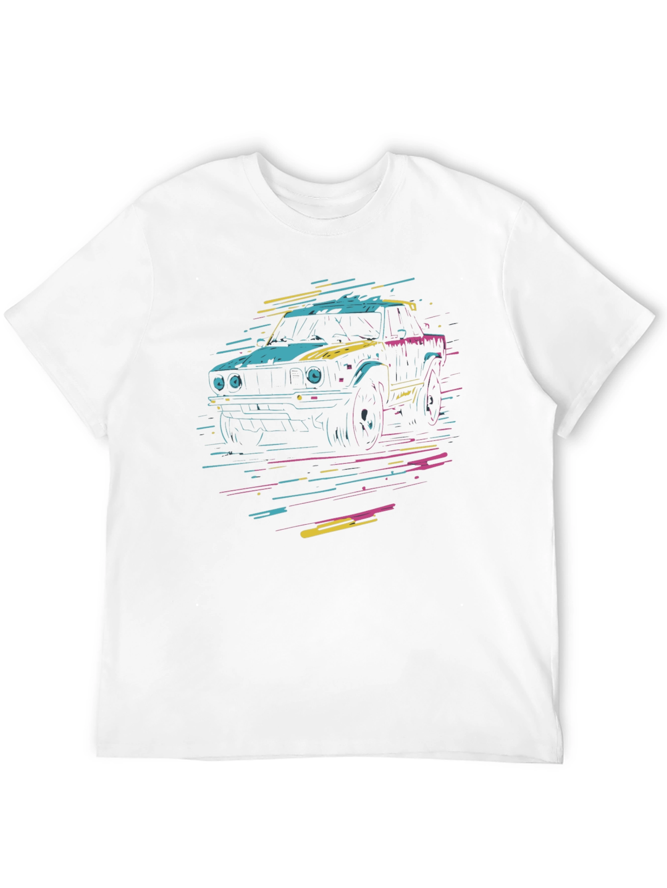 Retro Car Graphic Tee - Black Cotton T-Shirt