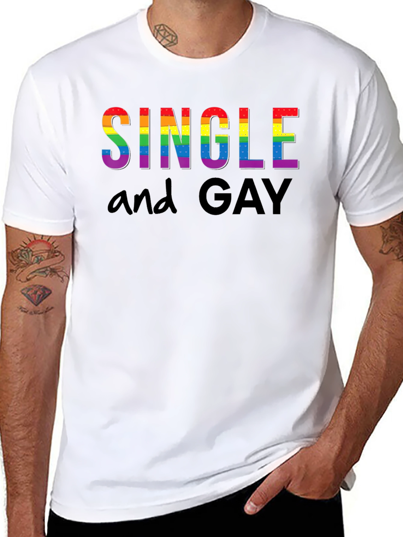 Single and Gay Pride Rainbow T-Shirt
