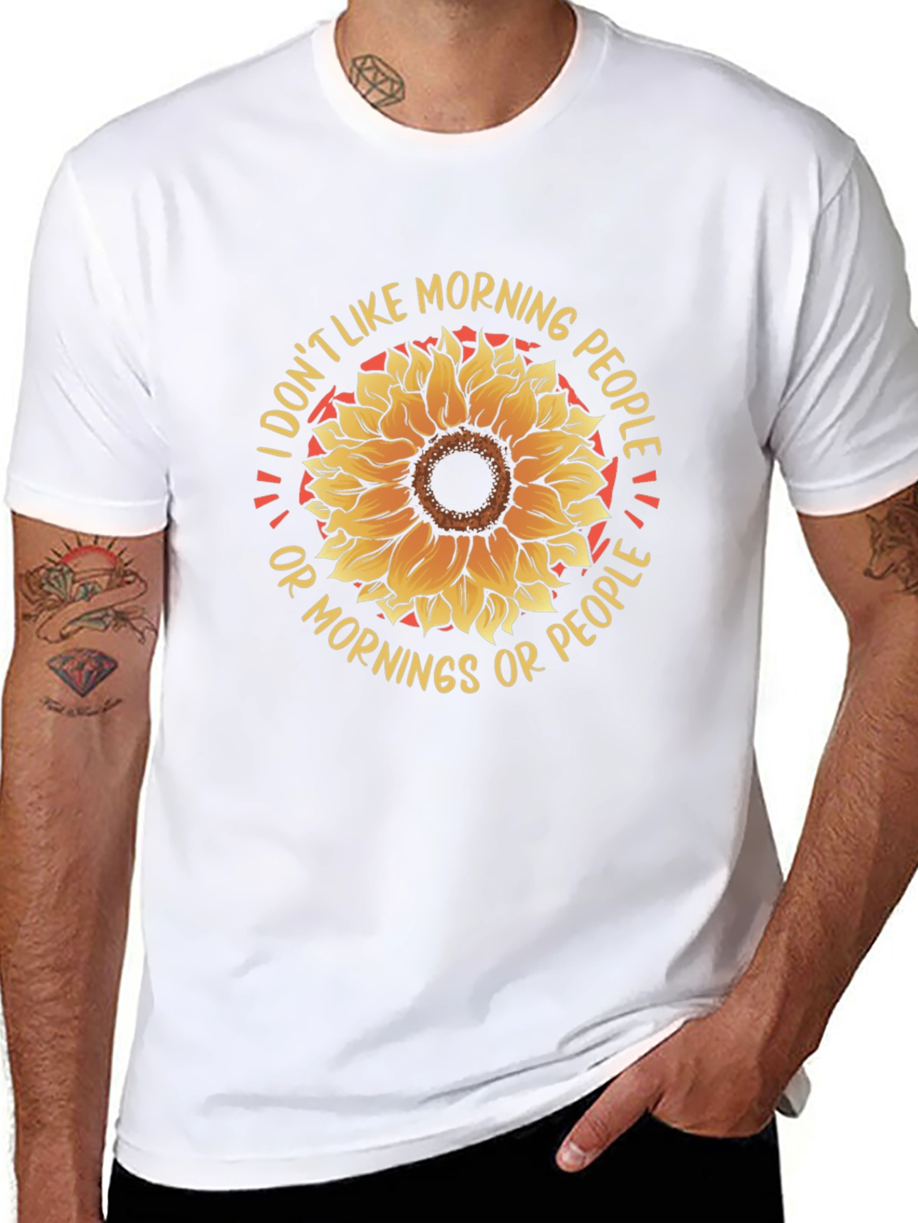 I Dont Like Morning People Sunflower Graphic Tee