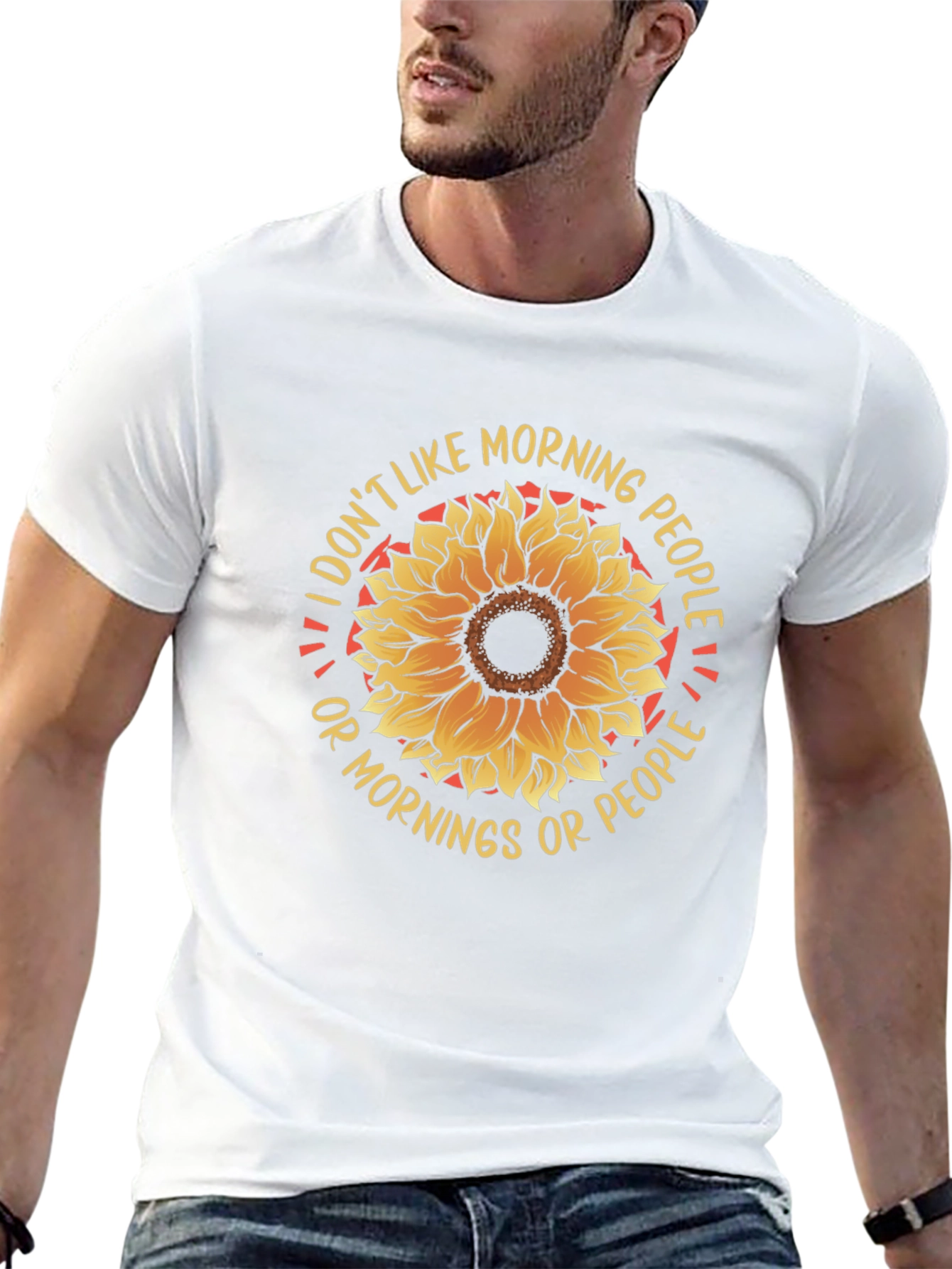 I Dont Like Morning People Sunflower Graphic Tee