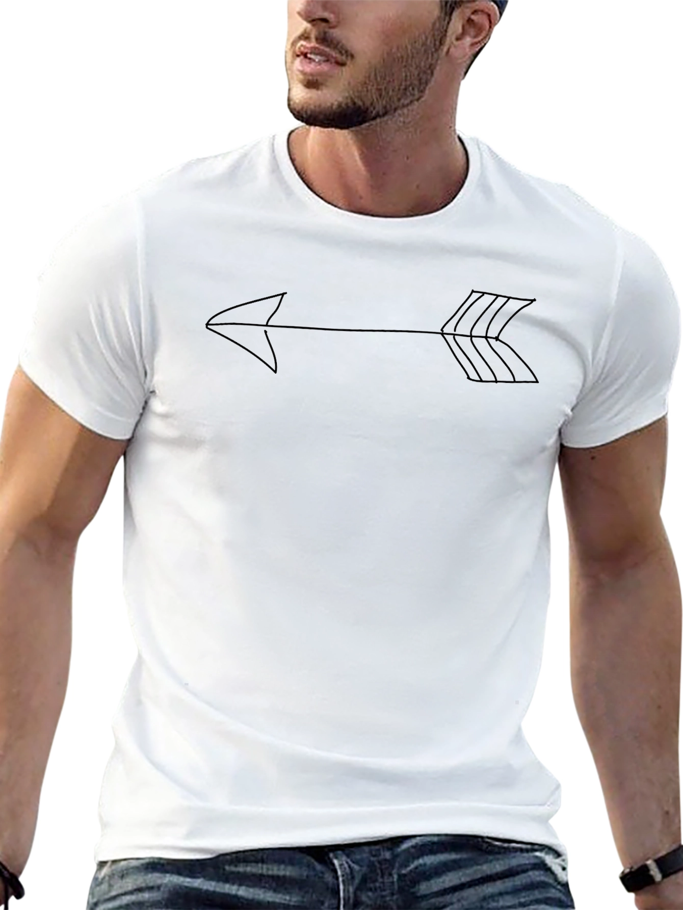 Minimalist Arrow T-Shirt - Casual Black Tee