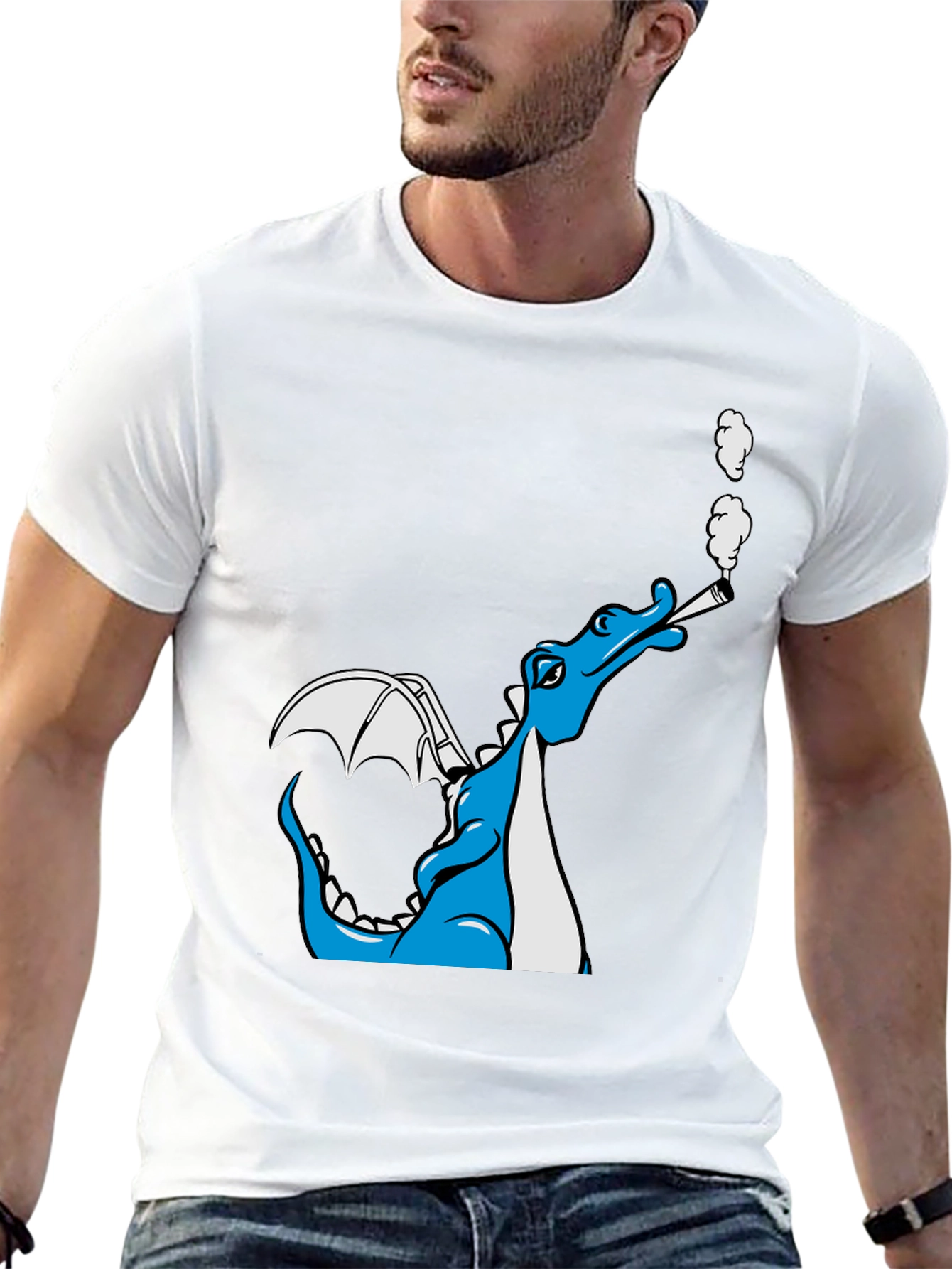 Smoking Dragon Graphic Tee - Cool Cartoon Dragon T-Shirt