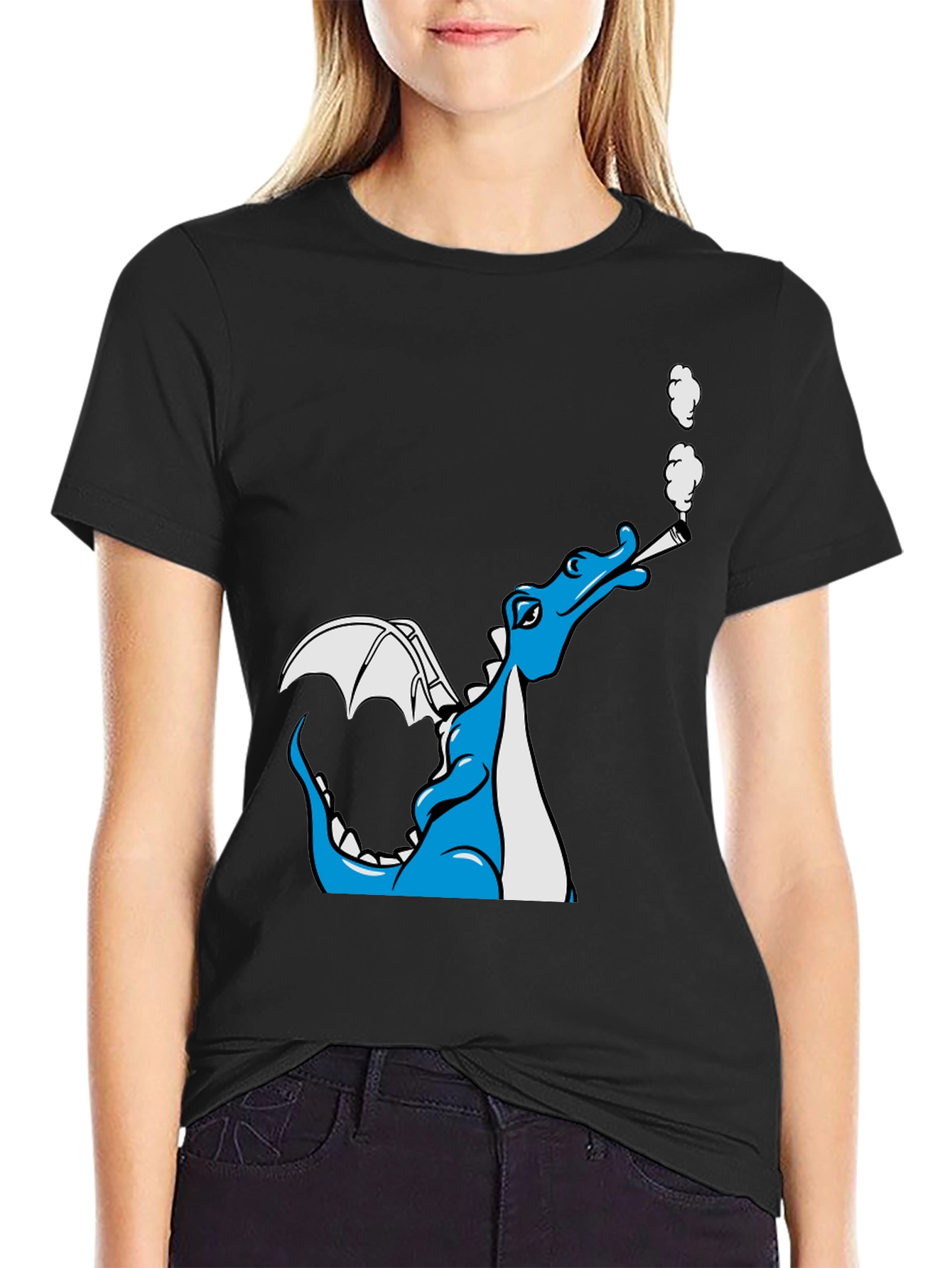 Smoking Dragon Graphic Tee - Cool Cartoon Dragon T-Shirt