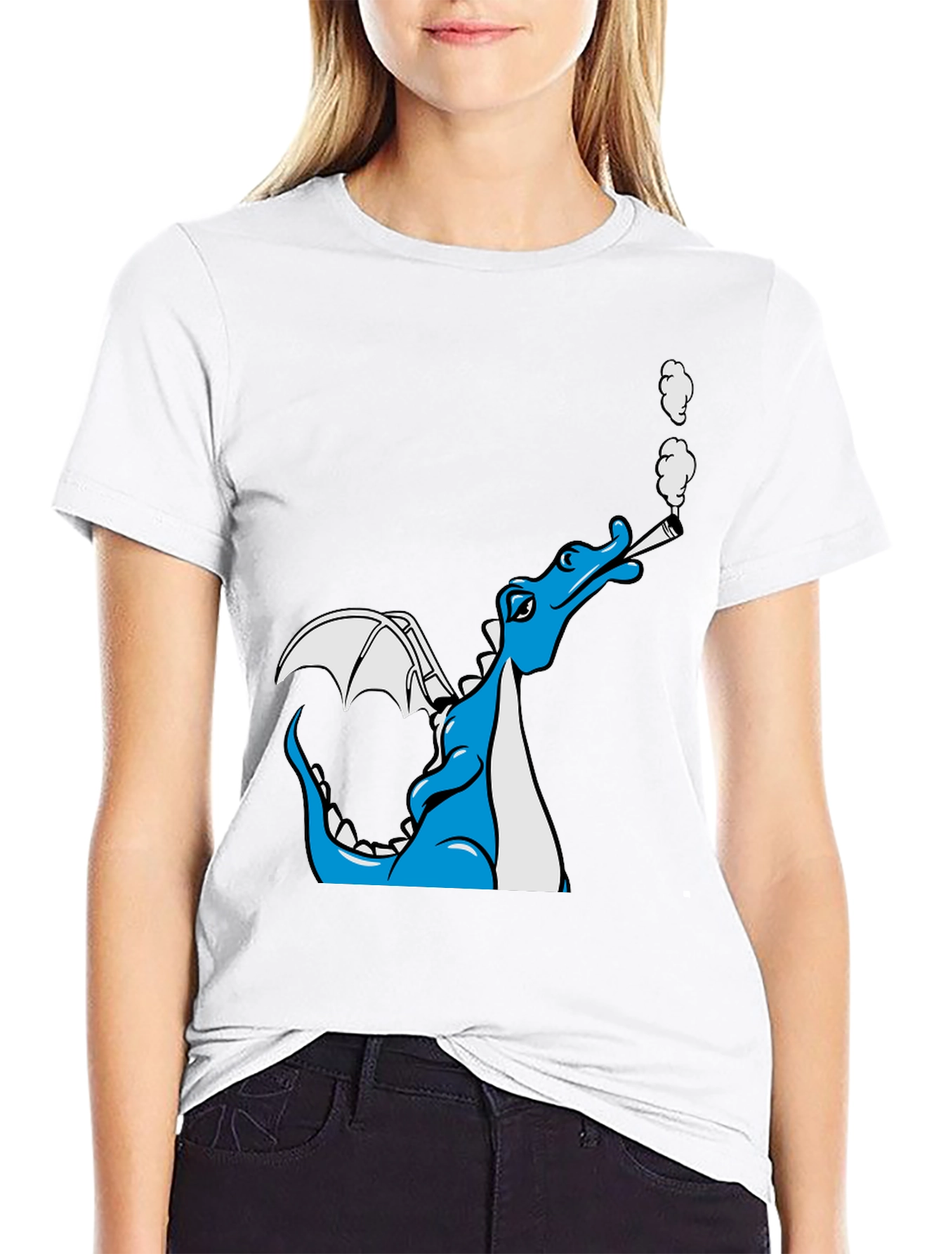 Smoking Dragon Graphic Tee - Cool Cartoon Dragon T-Shirt