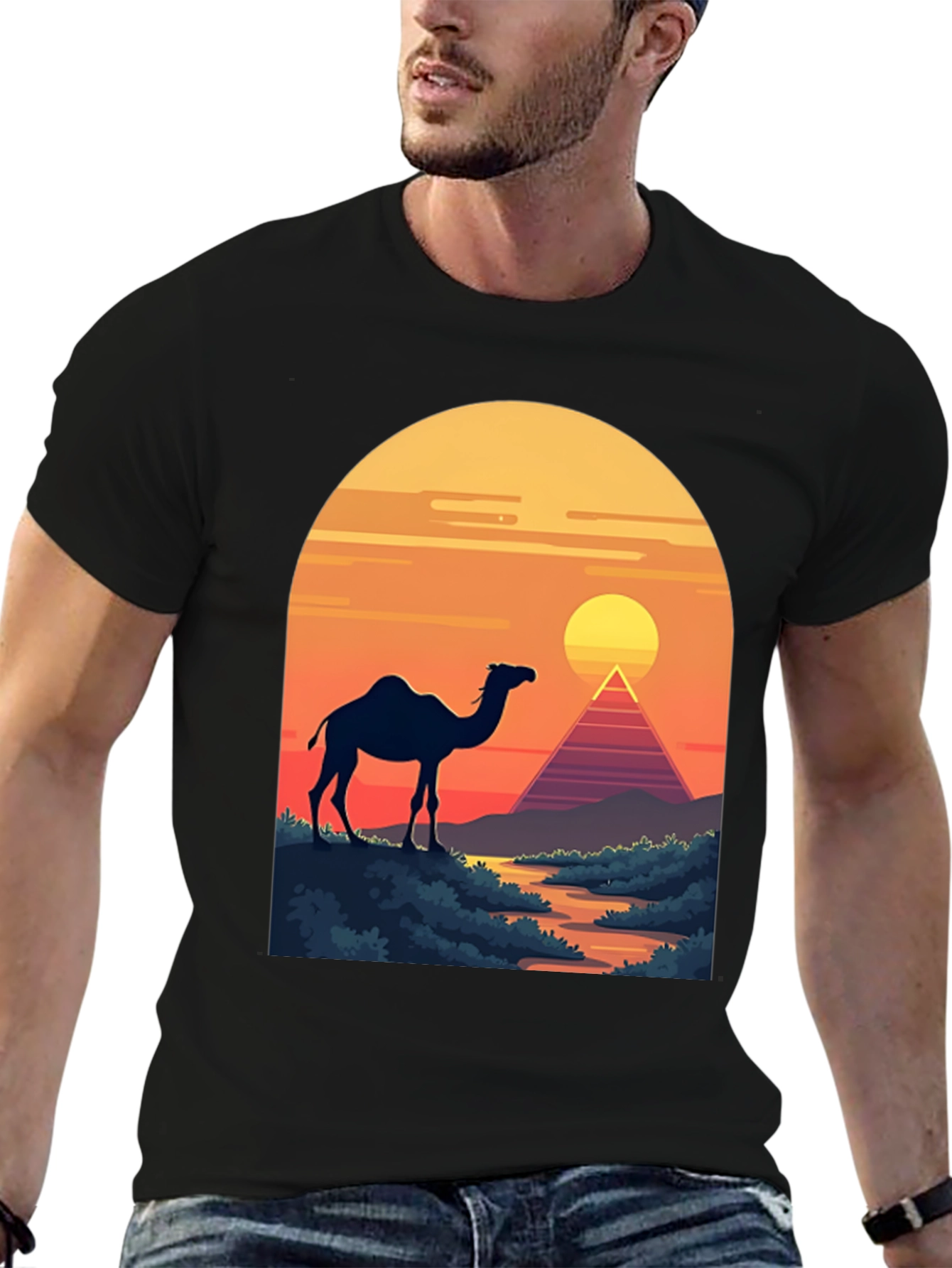 Camel & Pyramid Sunset Graphic Tee