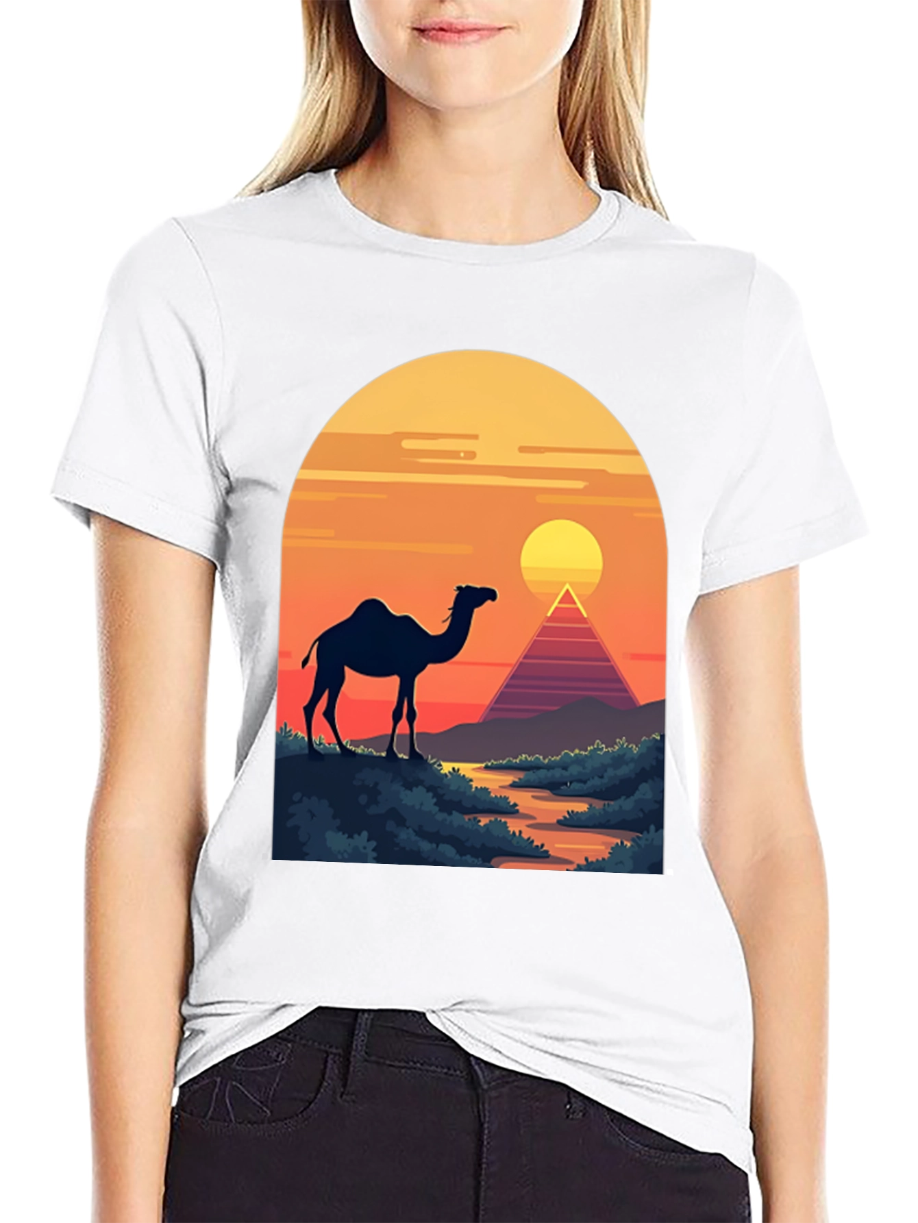 Camel & Pyramid Sunset Graphic Tee