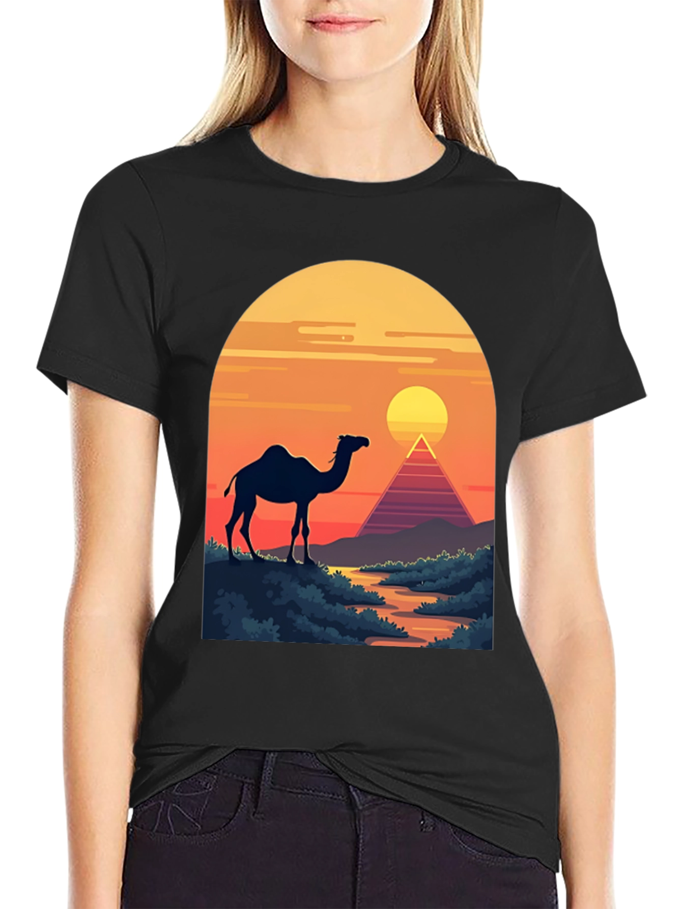 Camel & Pyramid Sunset Graphic Tee