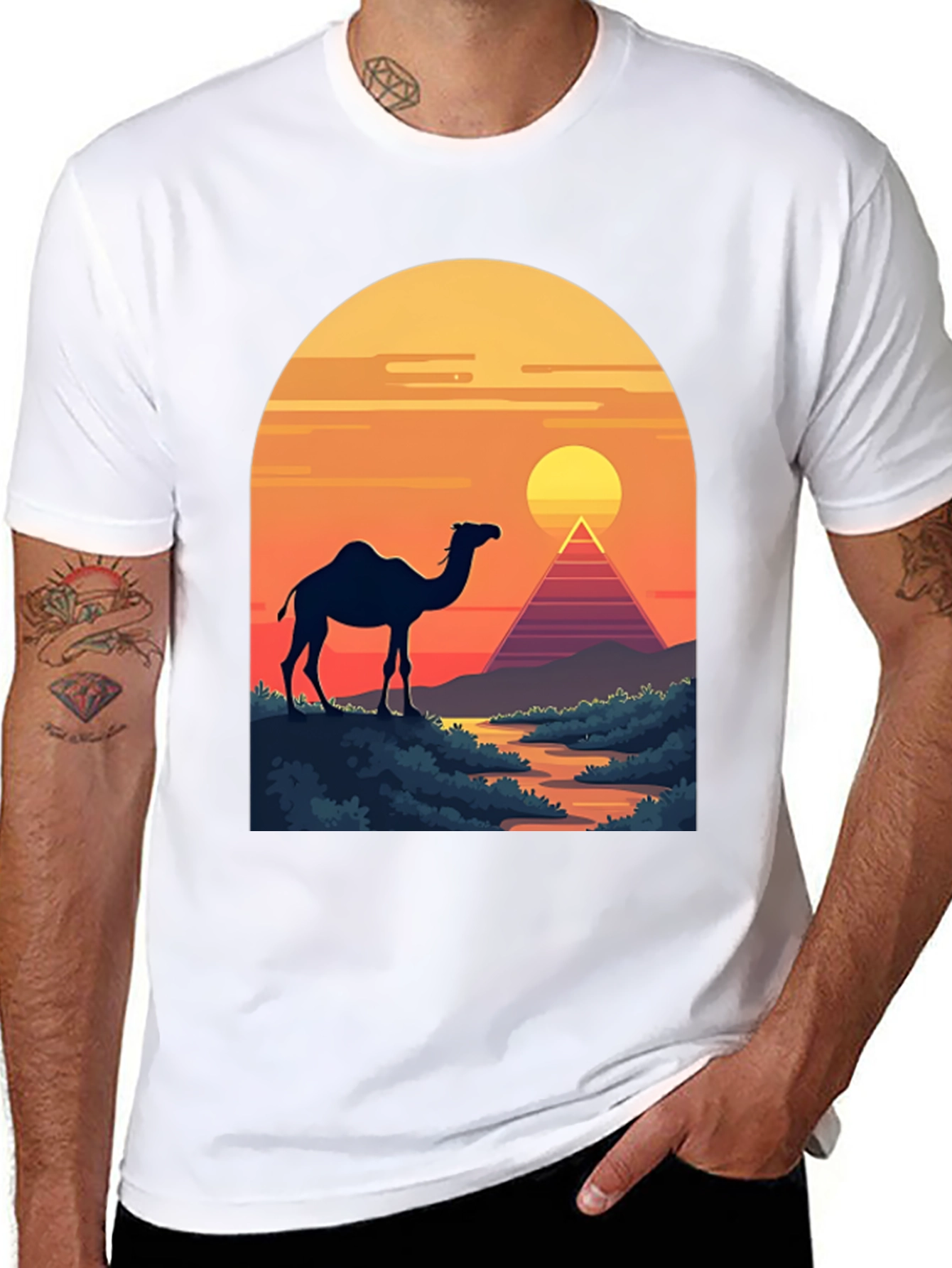 Camel & Pyramid Sunset Graphic Tee