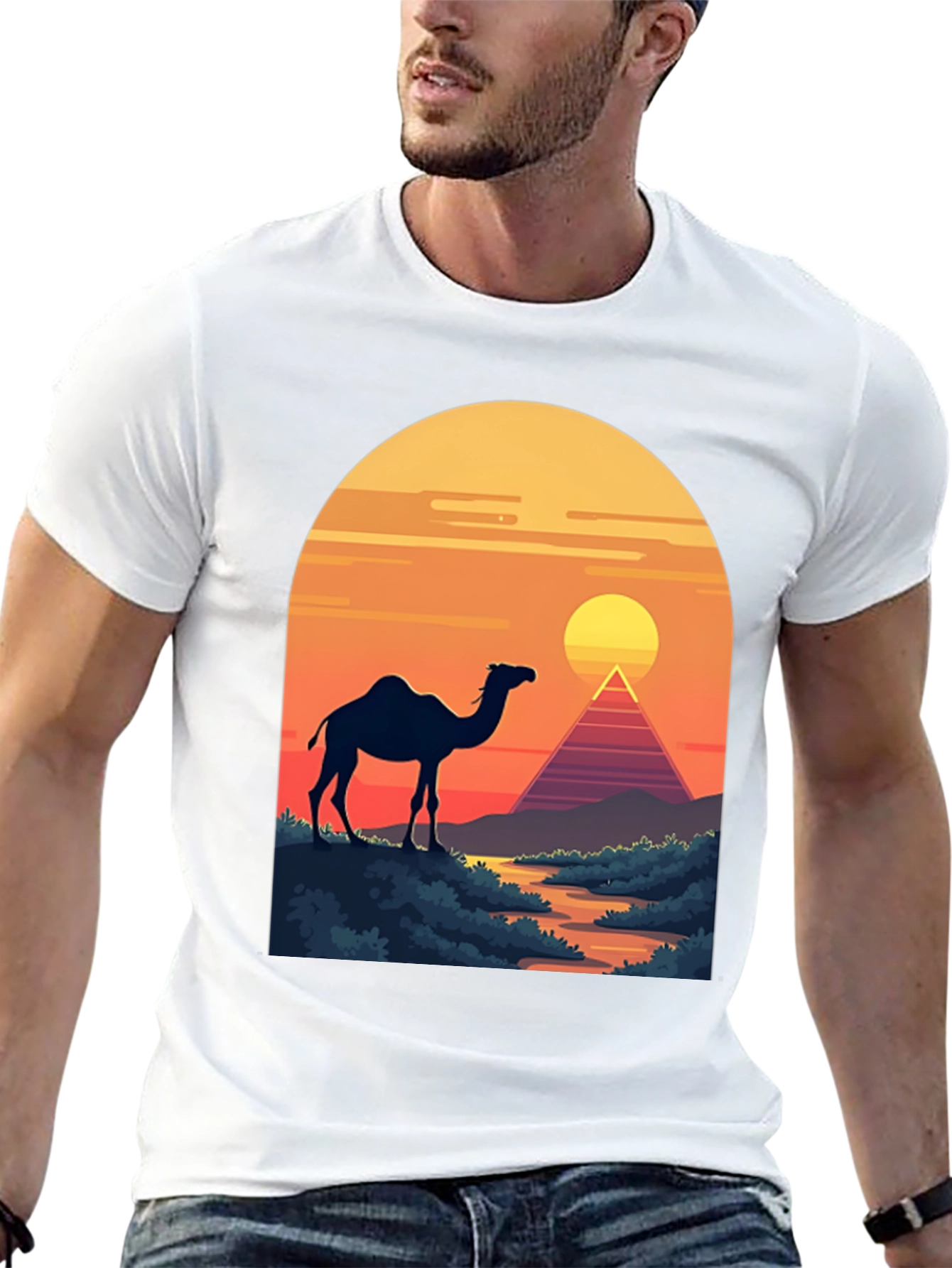 Camel & Pyramid Sunset Graphic Tee