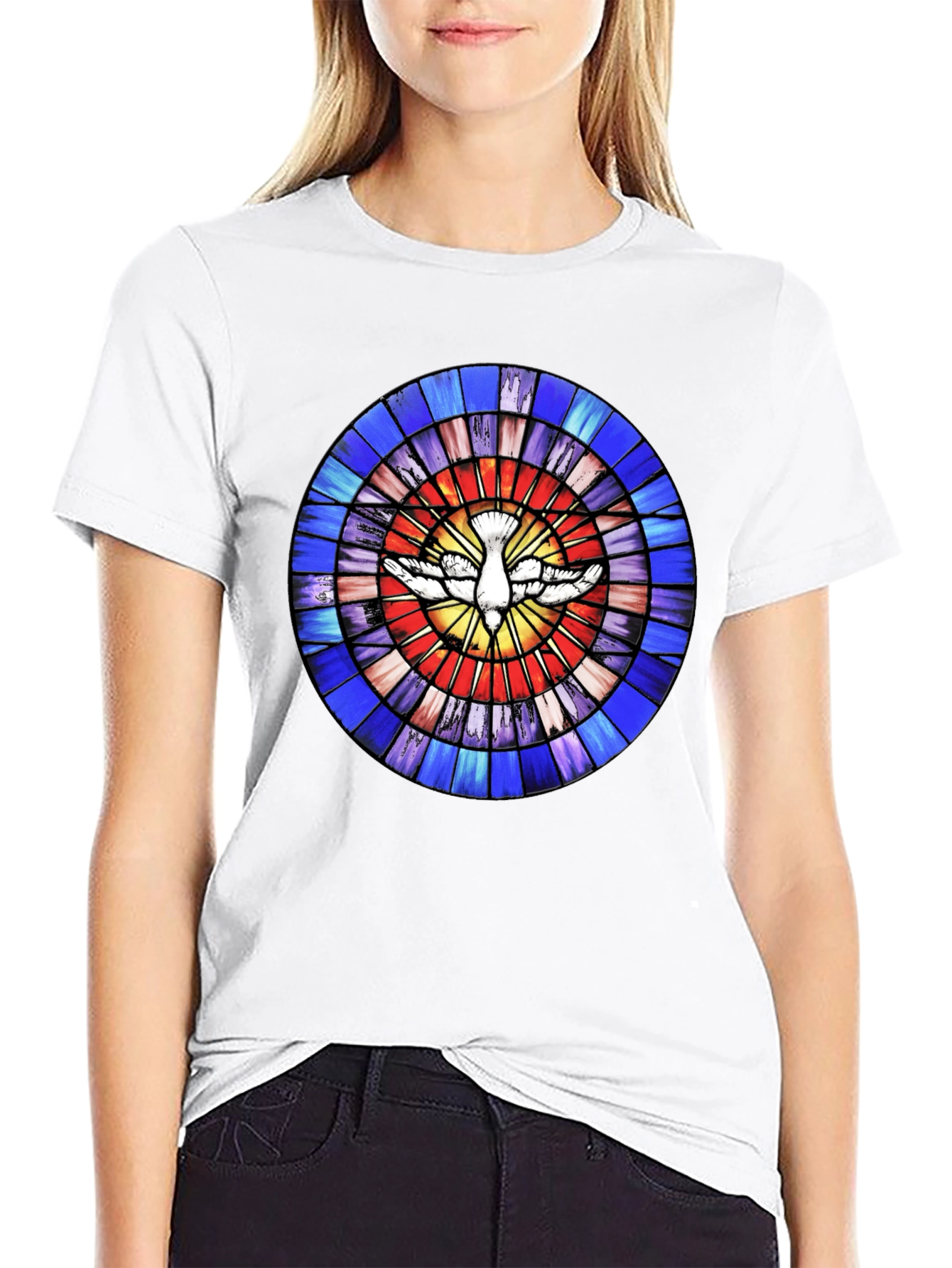 Stained Glass Dove Graphic Tee - Unique Design