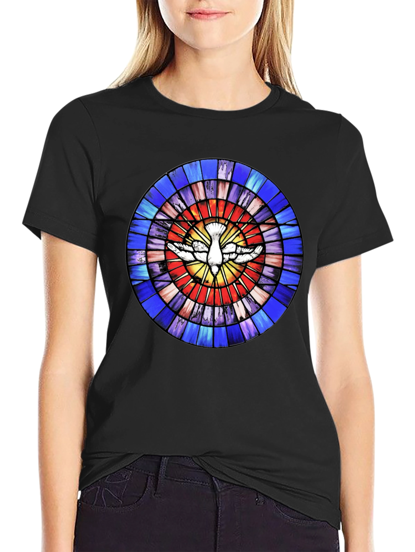 Stained Glass Dove Graphic Tee - Unique Design