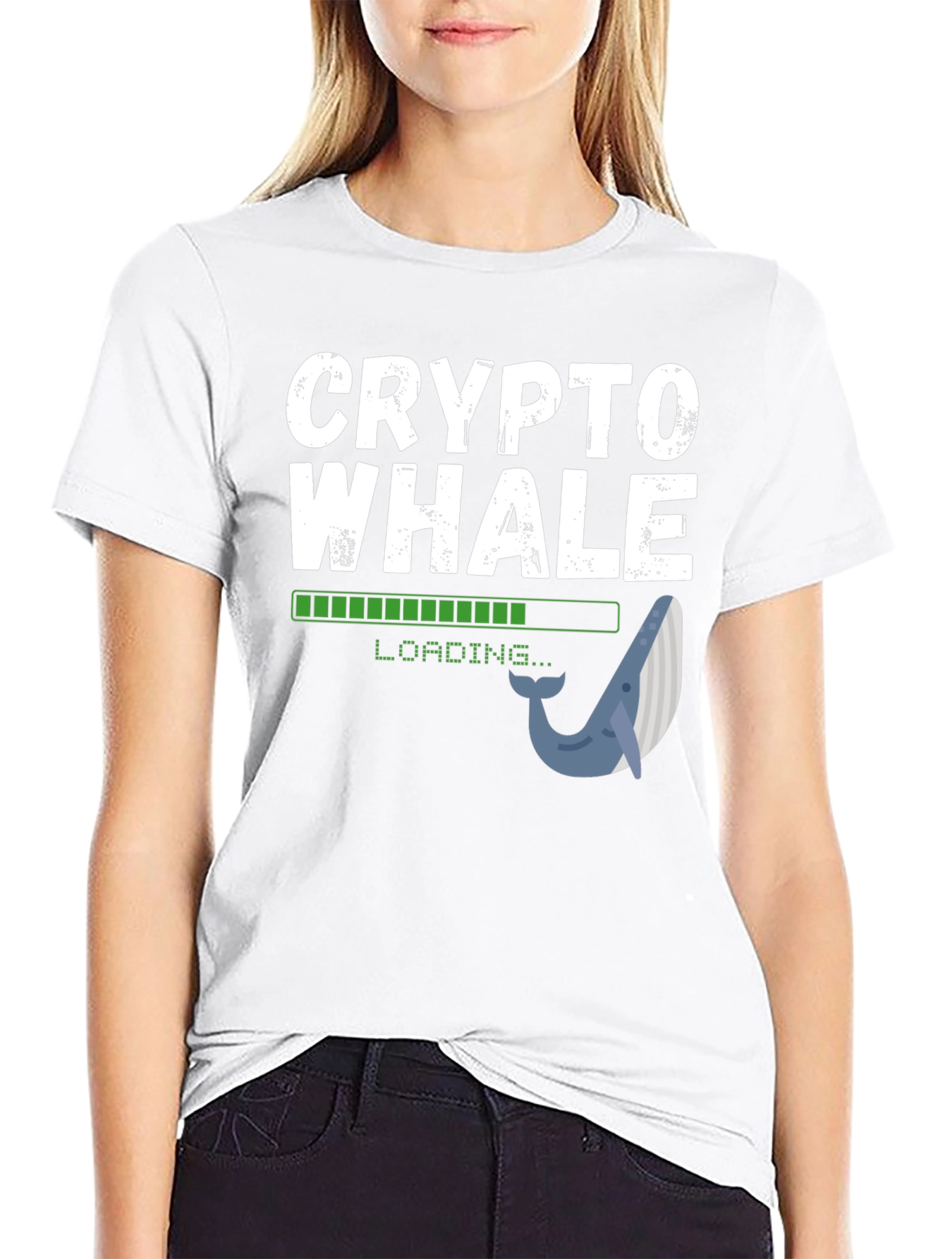 Crypto Whale Loading Black T-Shirt