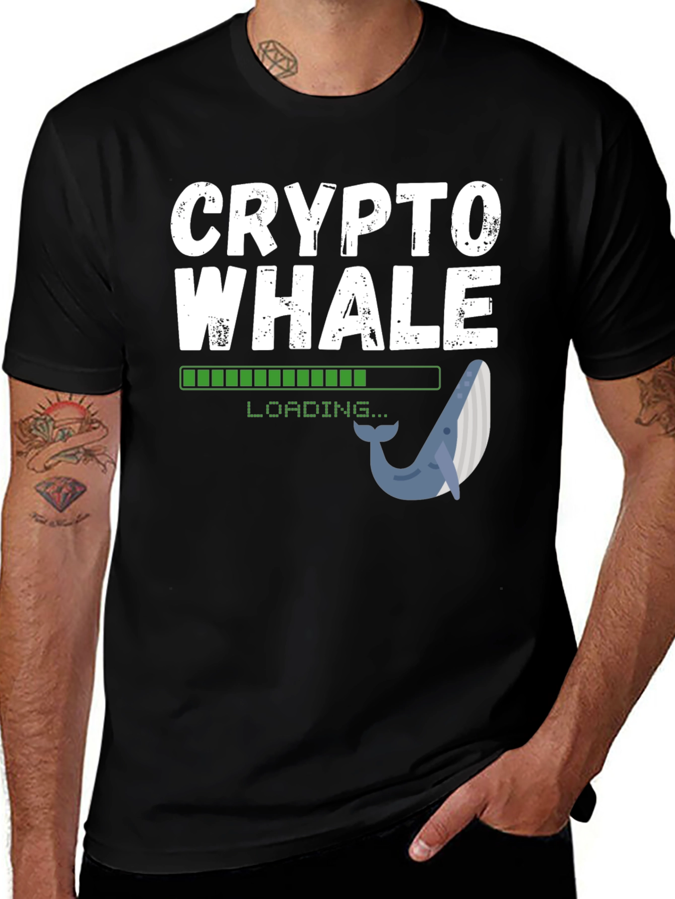 Crypto Whale Loading Black T-Shirt