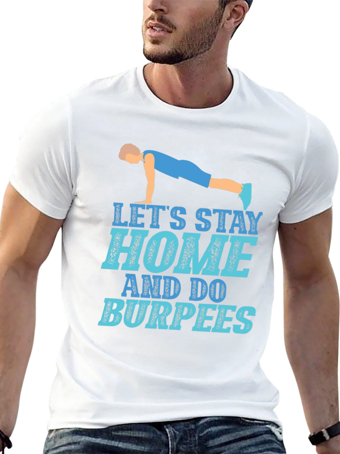 Stay Home Do Burpees Black Graphic Tee