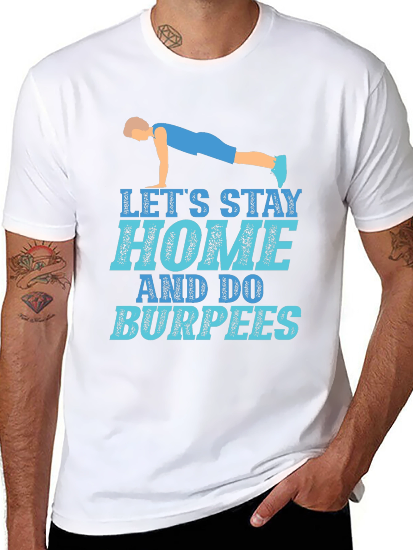 Stay Home Do Burpees Black Graphic Tee