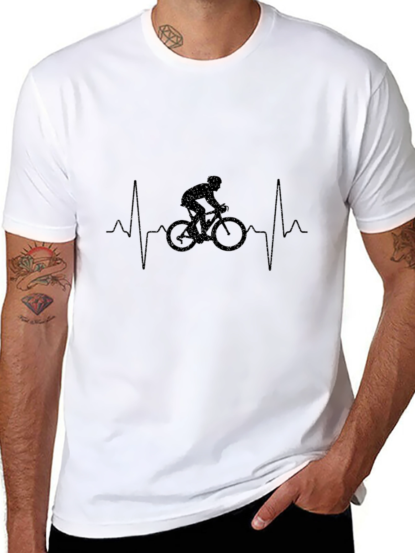 Heartbeat Bike Rider Black T-Shirt