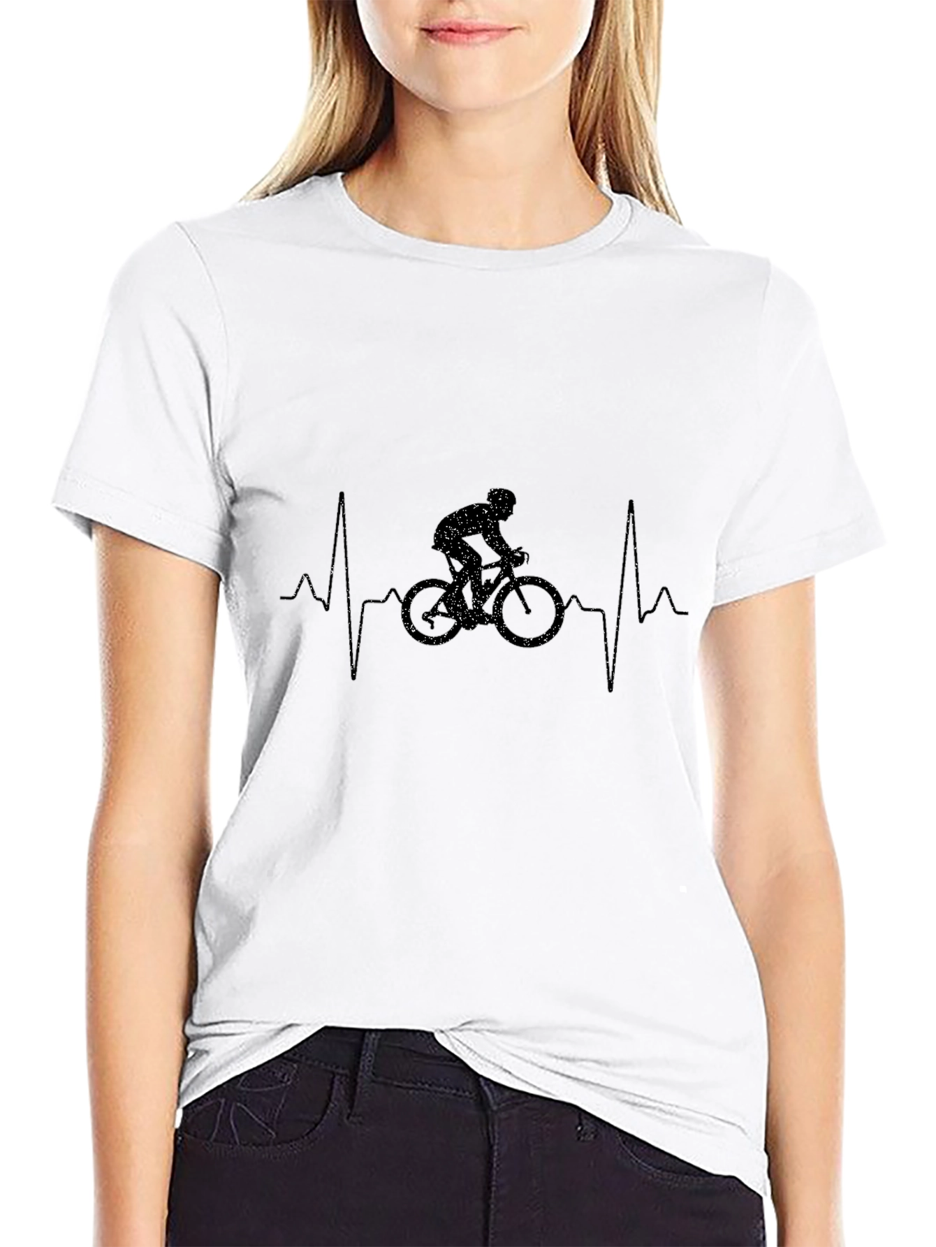 Heartbeat Bike Rider Black T-Shirt