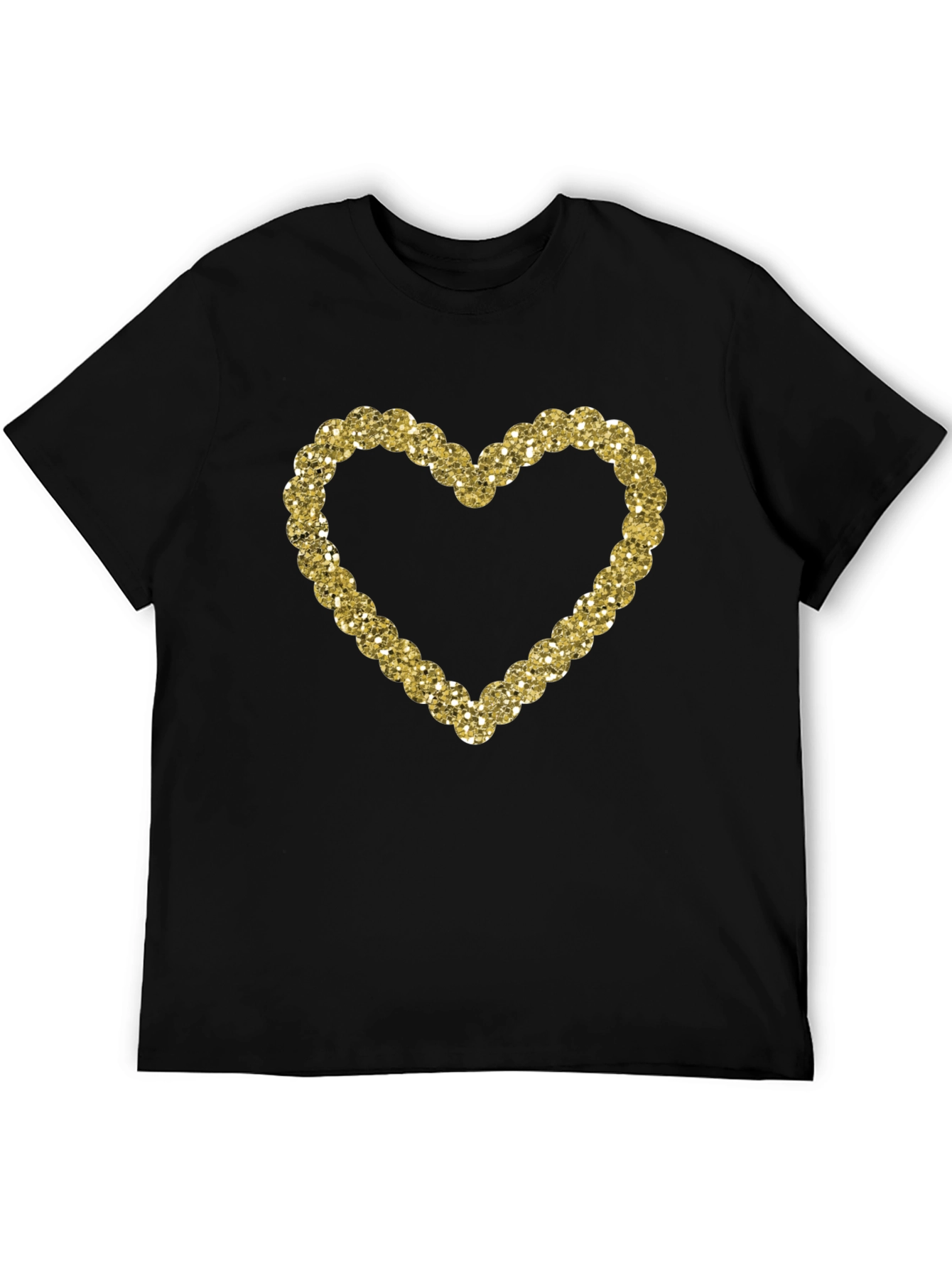 Sparkling Heart Graphic Black T-Shirt
