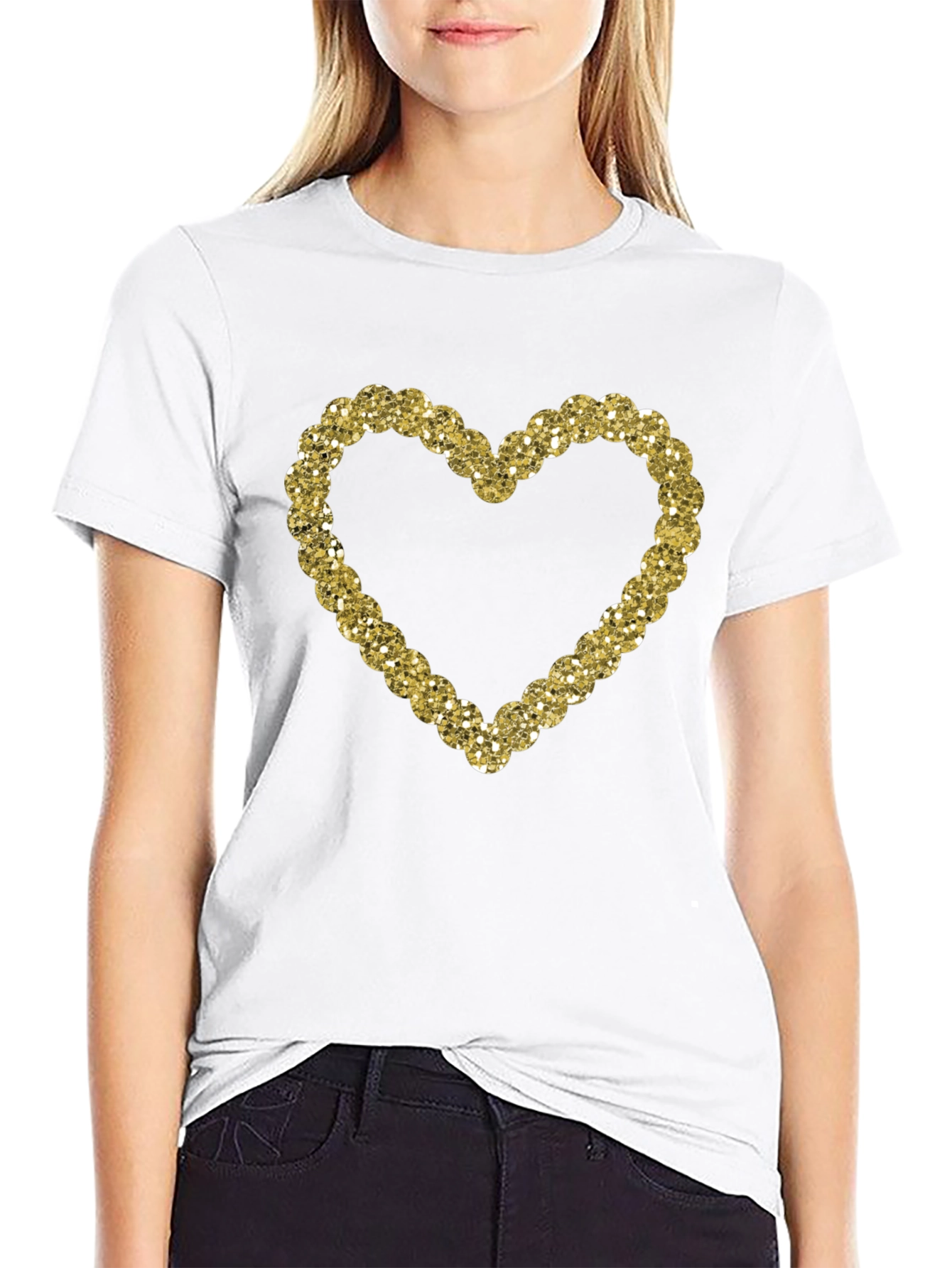 Sparkling Heart Graphic Black T-Shirt