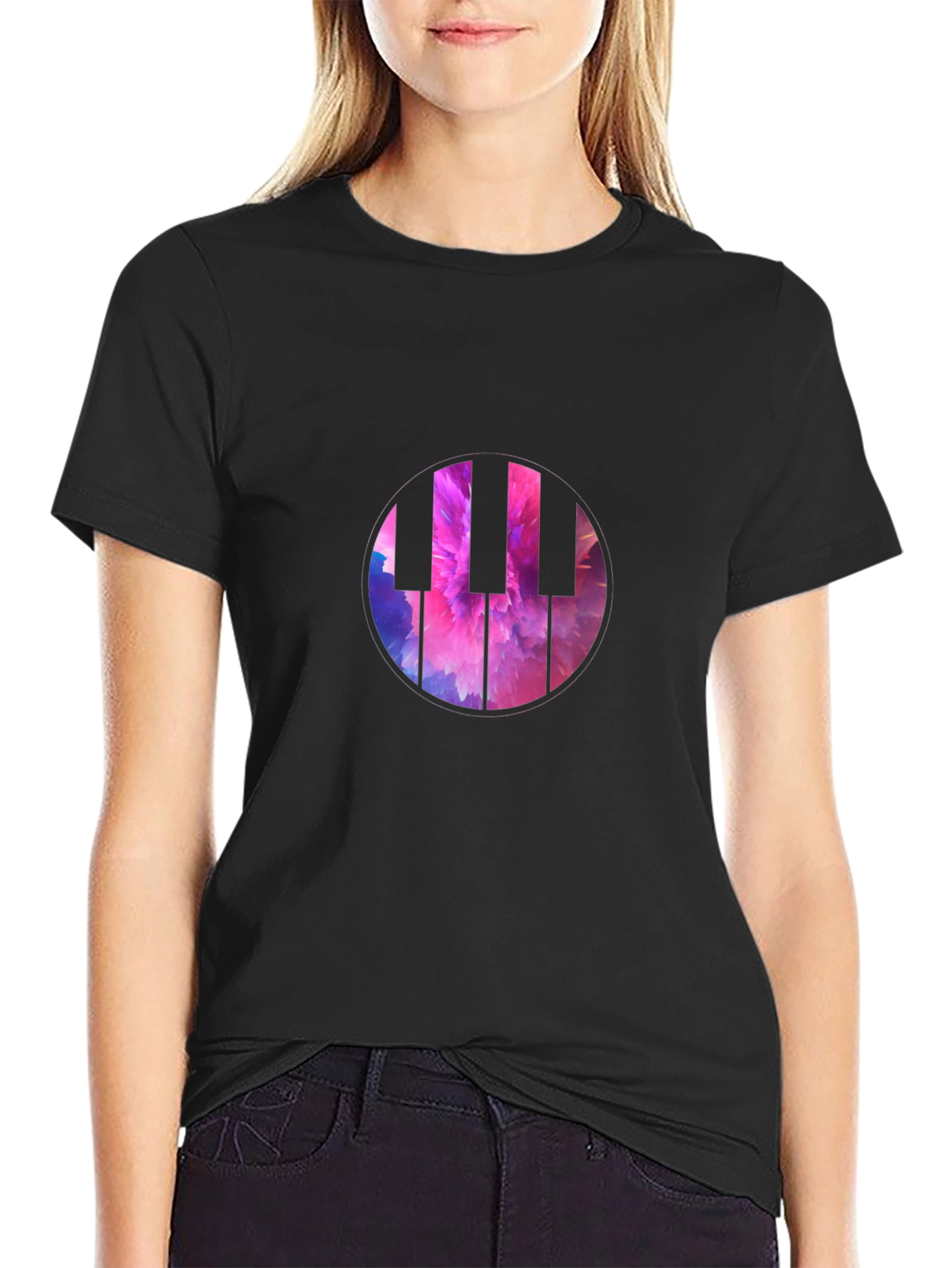 Piano Keys Graphic Tee - Abstract Music Shirt