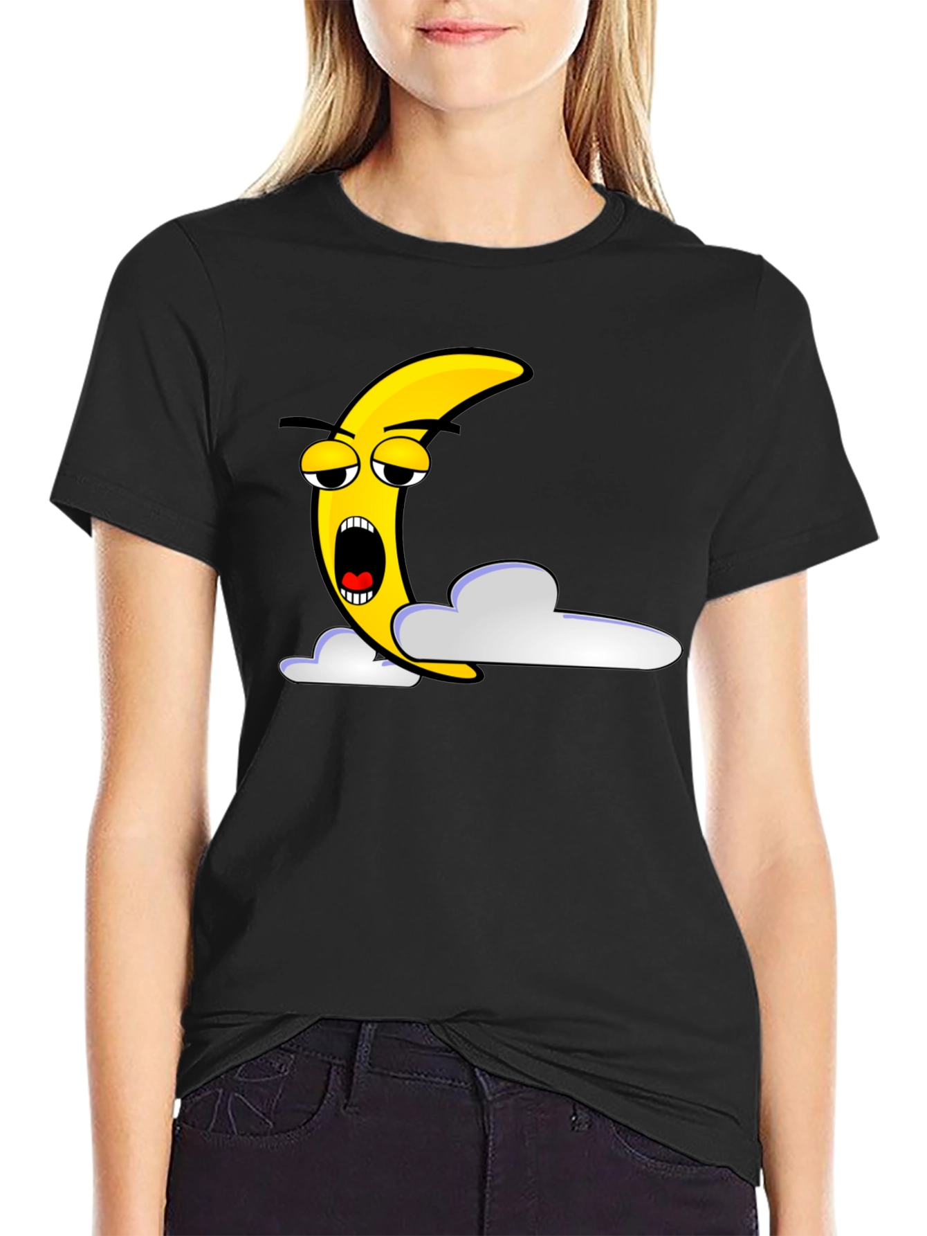 Sleepy Moon Graphic T-Shirt - Unisex Black Tee