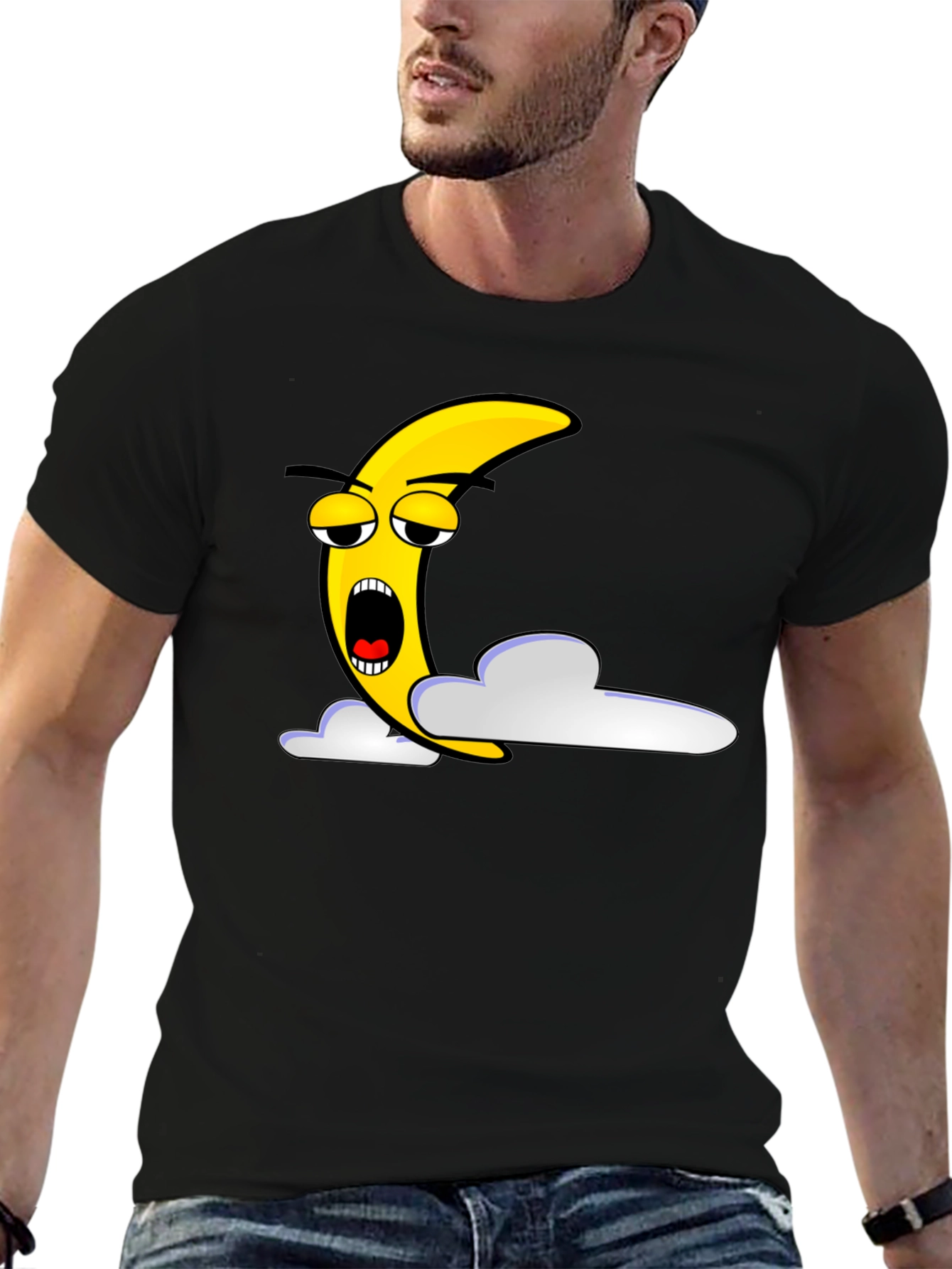 Sleepy Moon Graphic T-Shirt - Unisex Black Tee