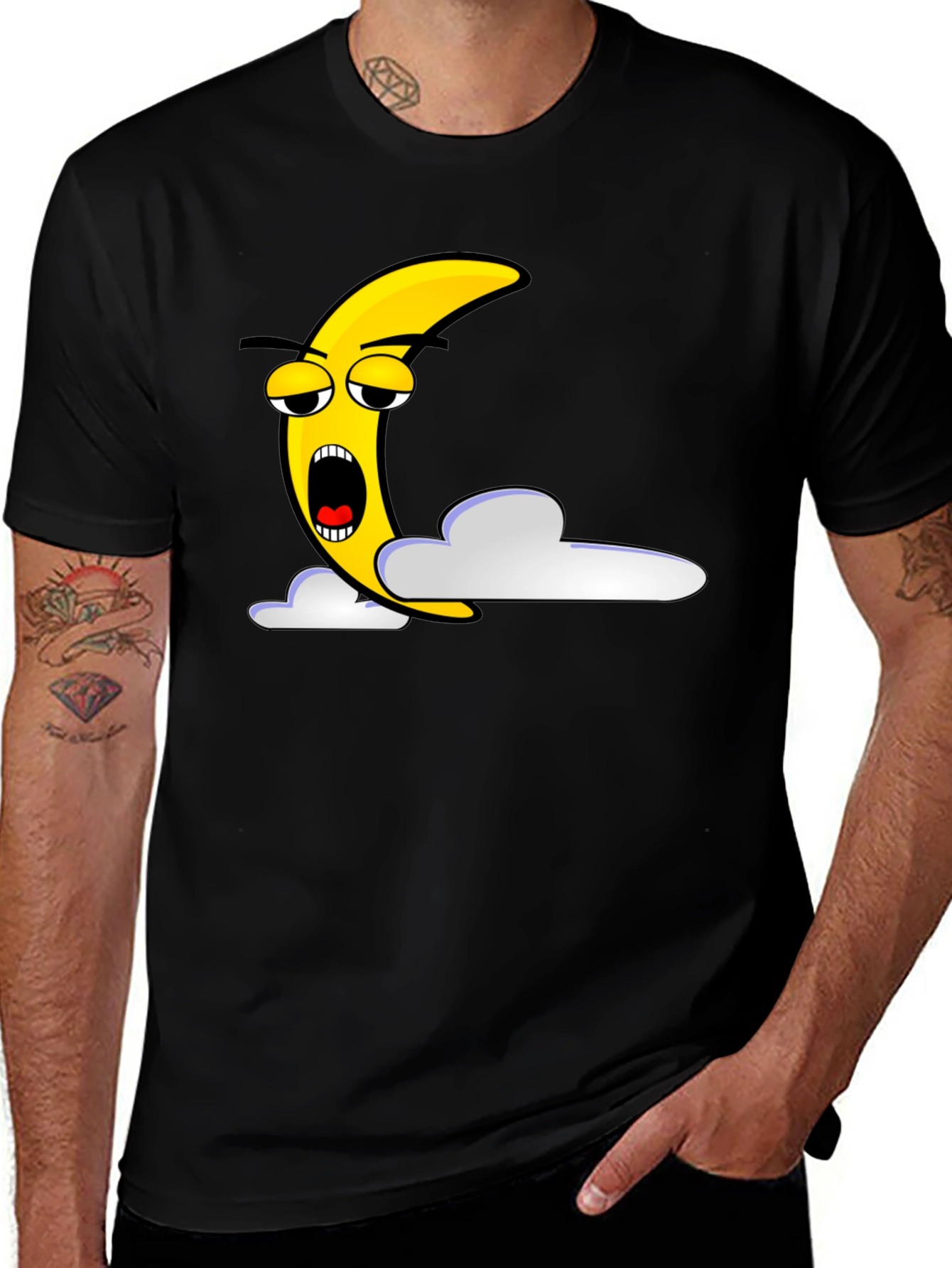 Sleepy Moon Graphic T-Shirt - Unisex Black Tee