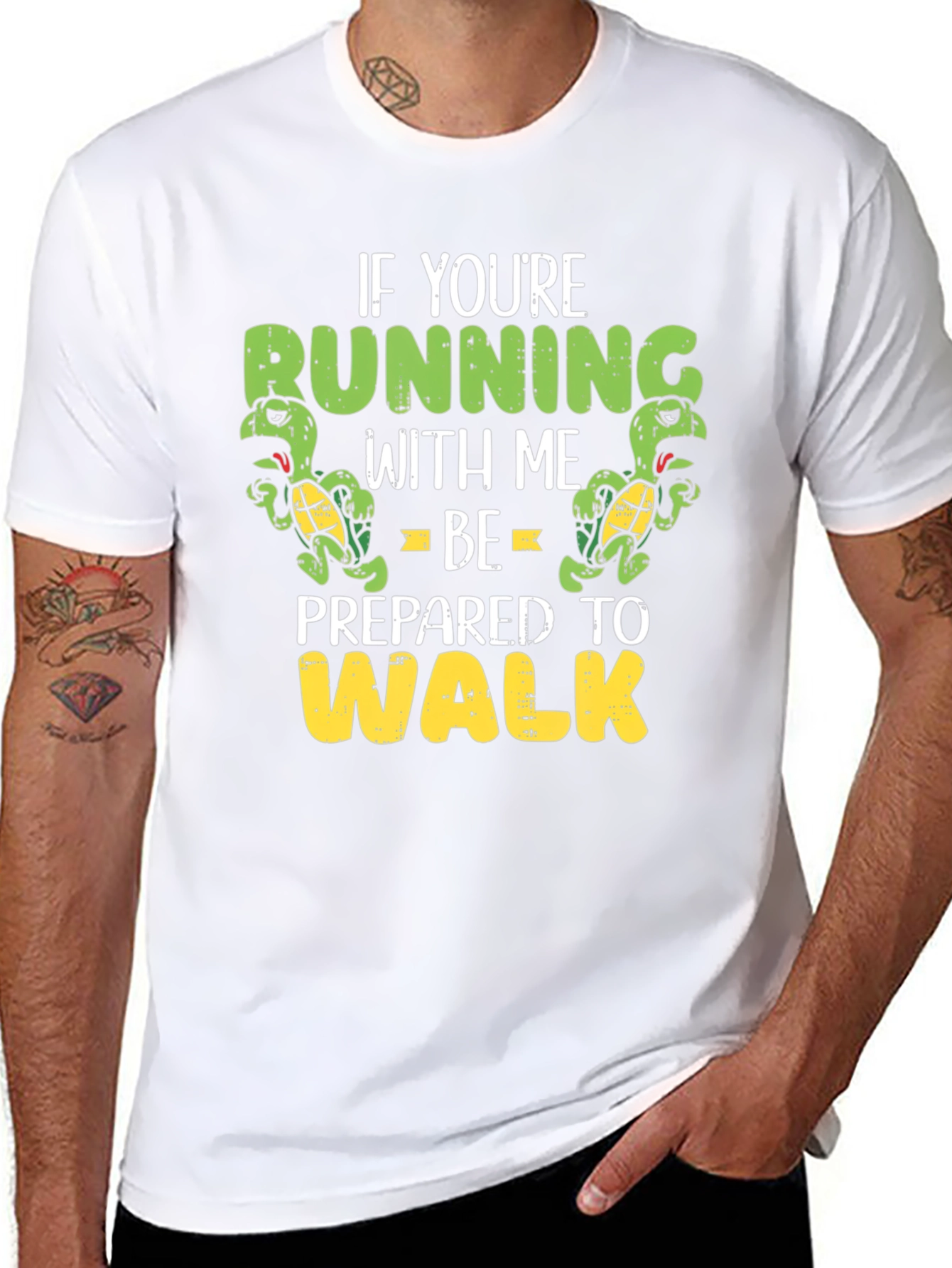 Funny Running Turtle Graphic T-Shirt