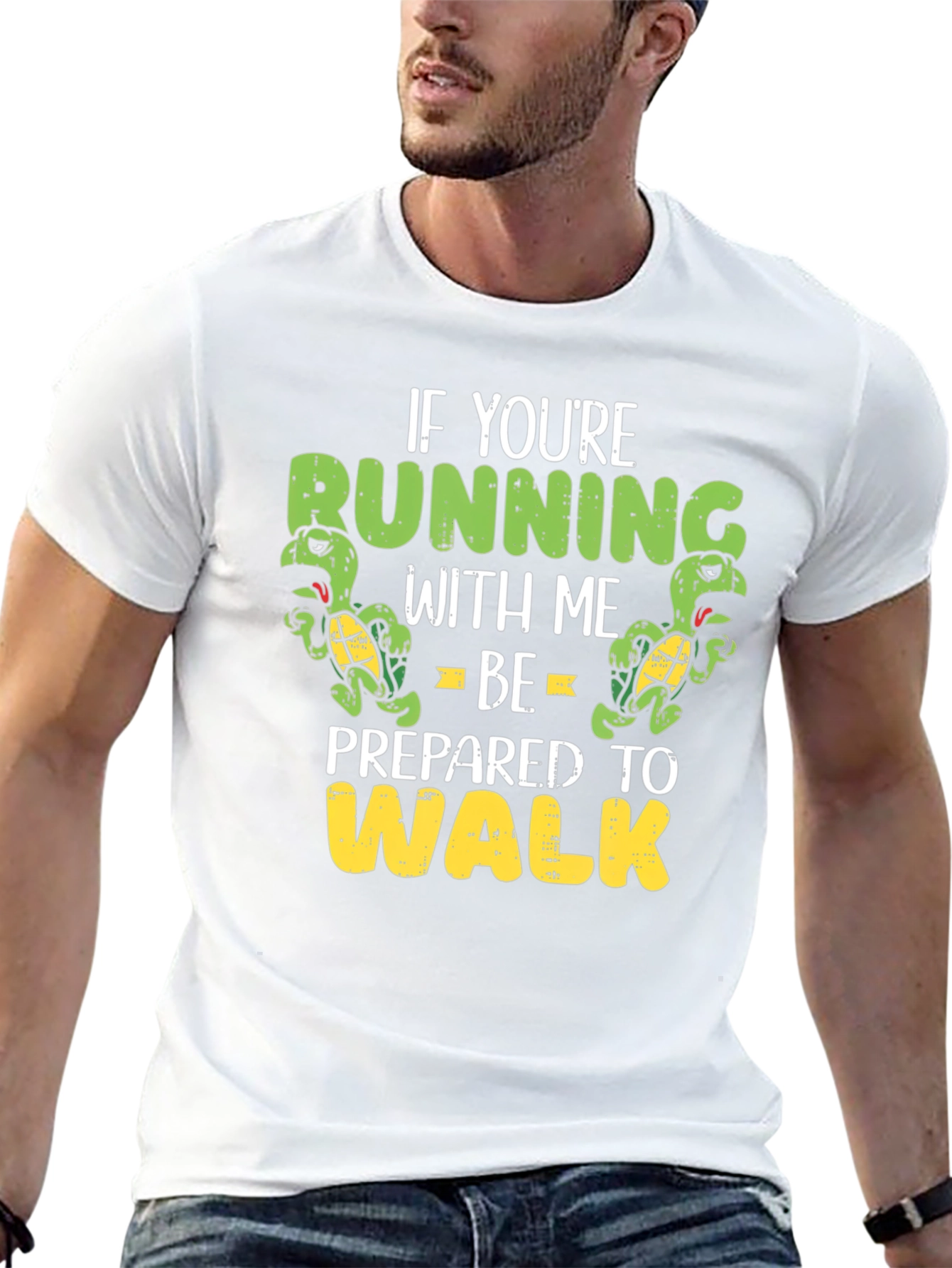 Funny Running Turtle Graphic T-Shirt