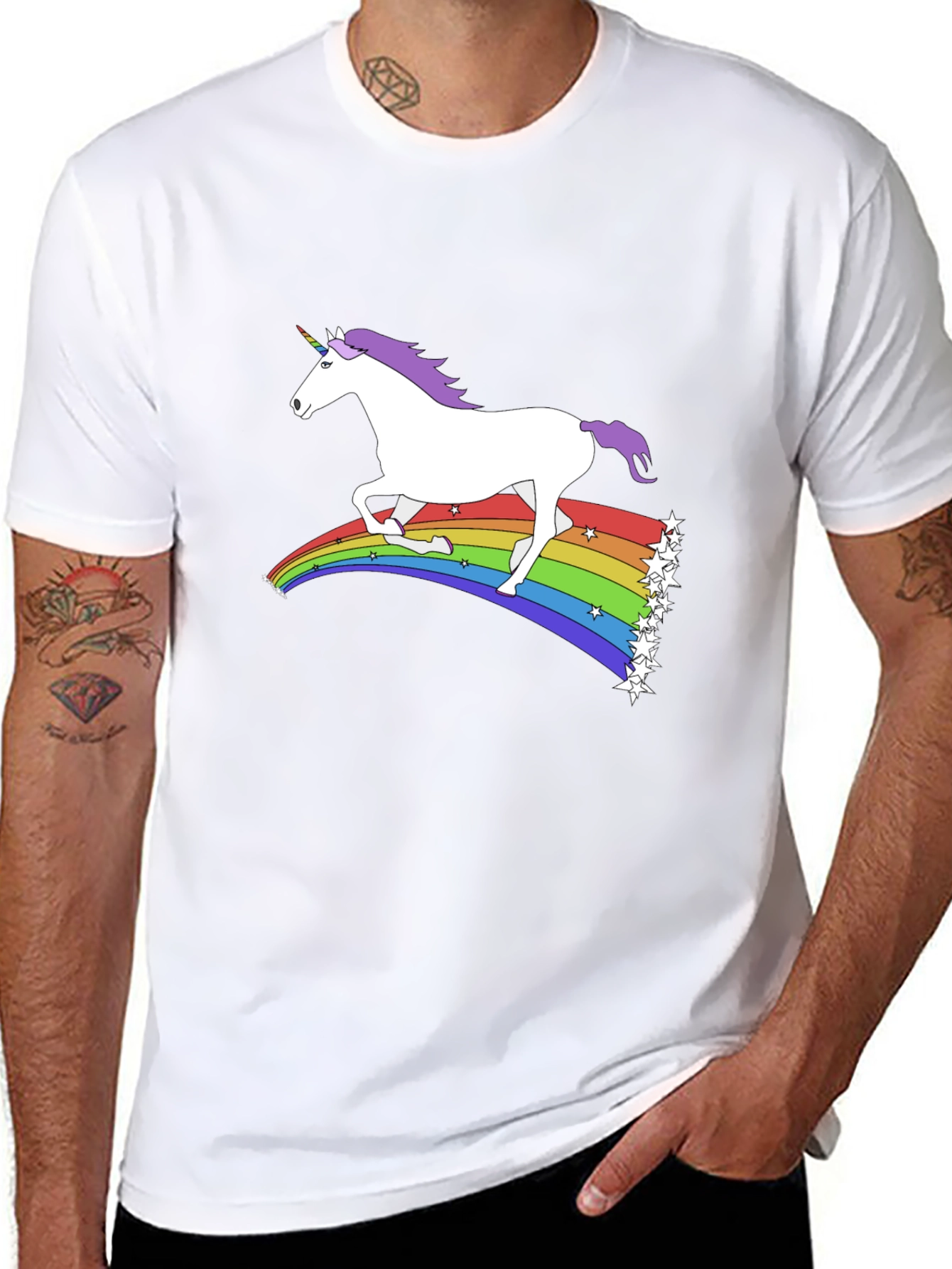 Unicorn Rainbow Graphic Tee - Black