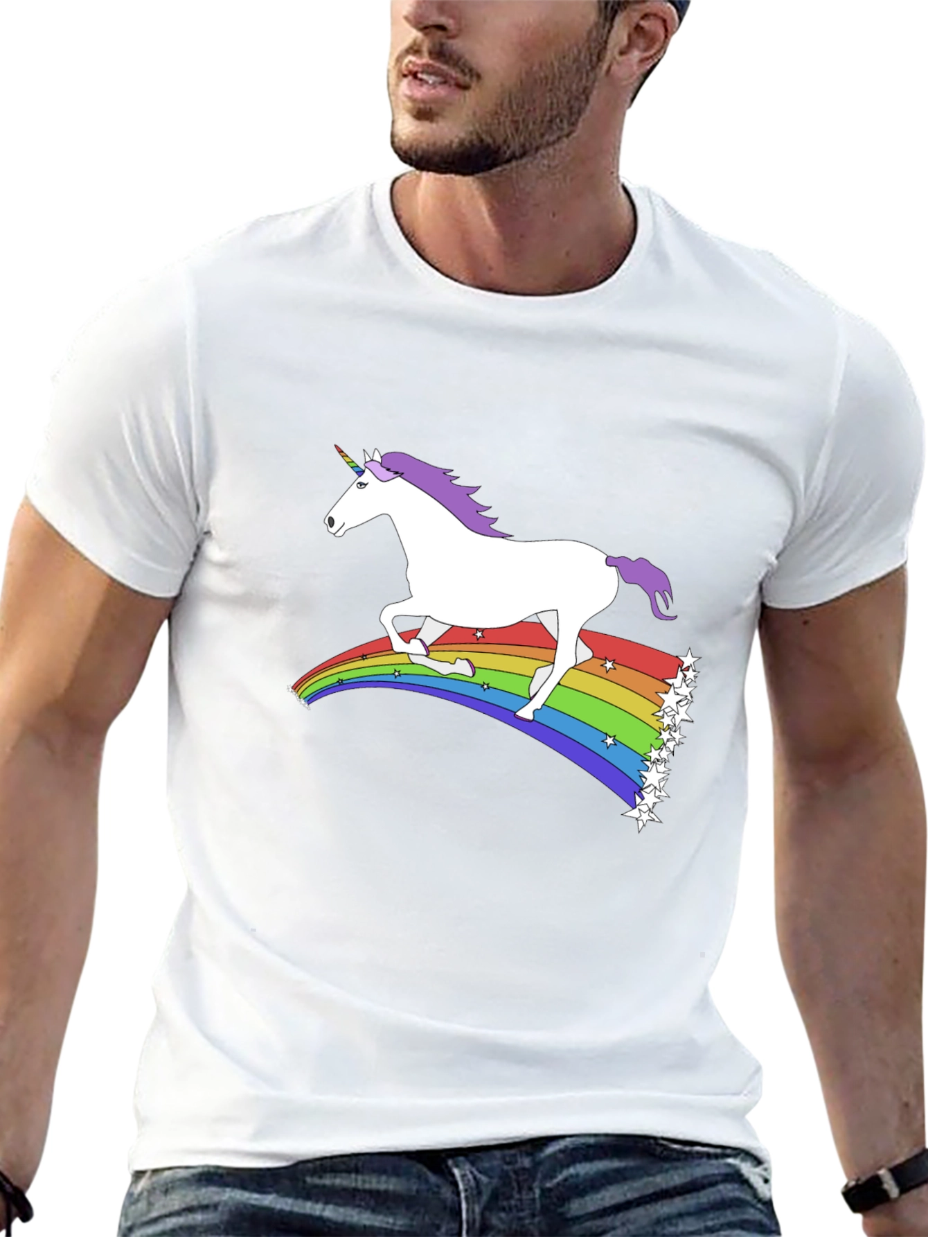 Unicorn Rainbow Graphic Tee - Black