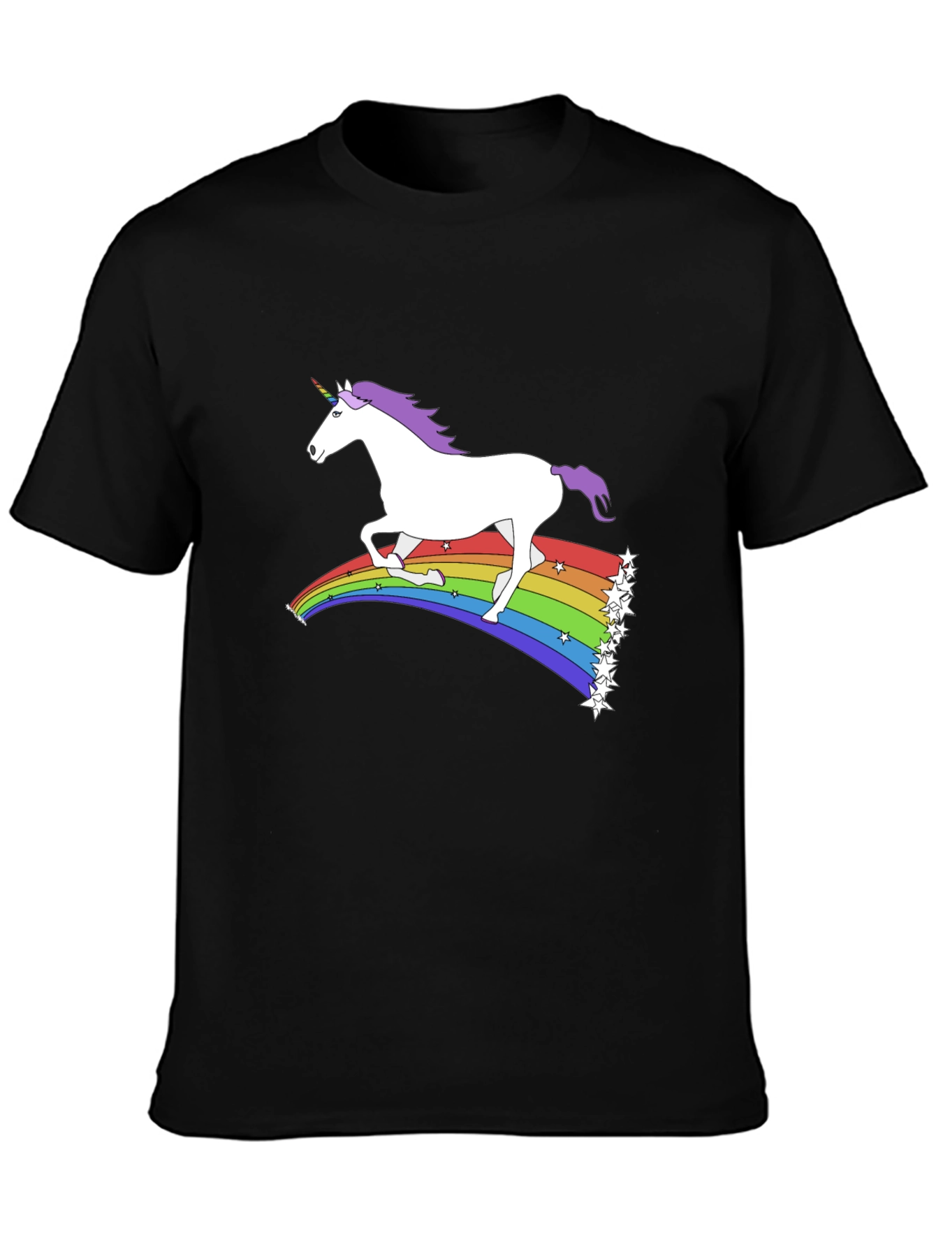 Unicorn Rainbow Graphic Tee - Black
