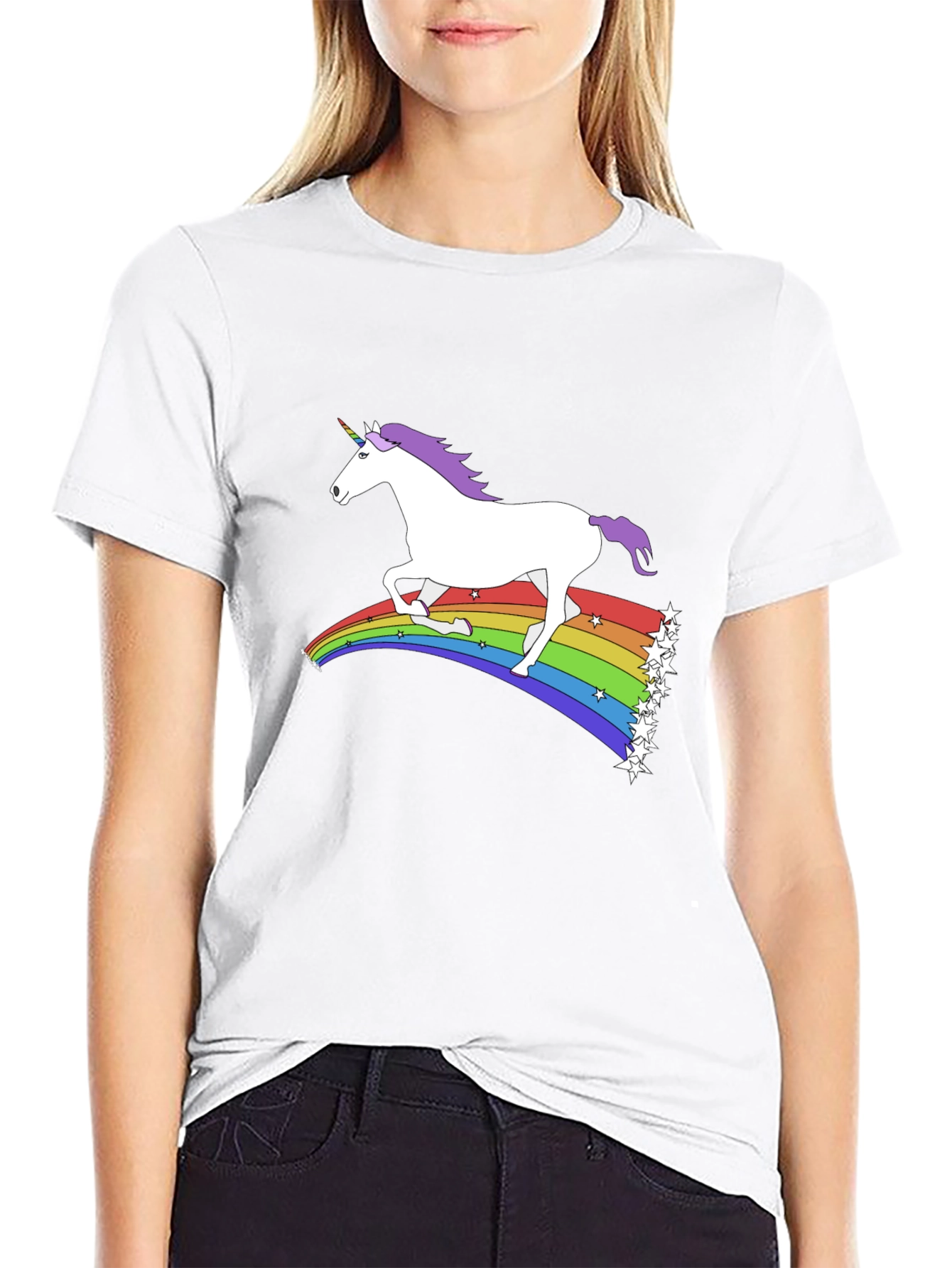 Unicorn Rainbow Graphic Tee - Black