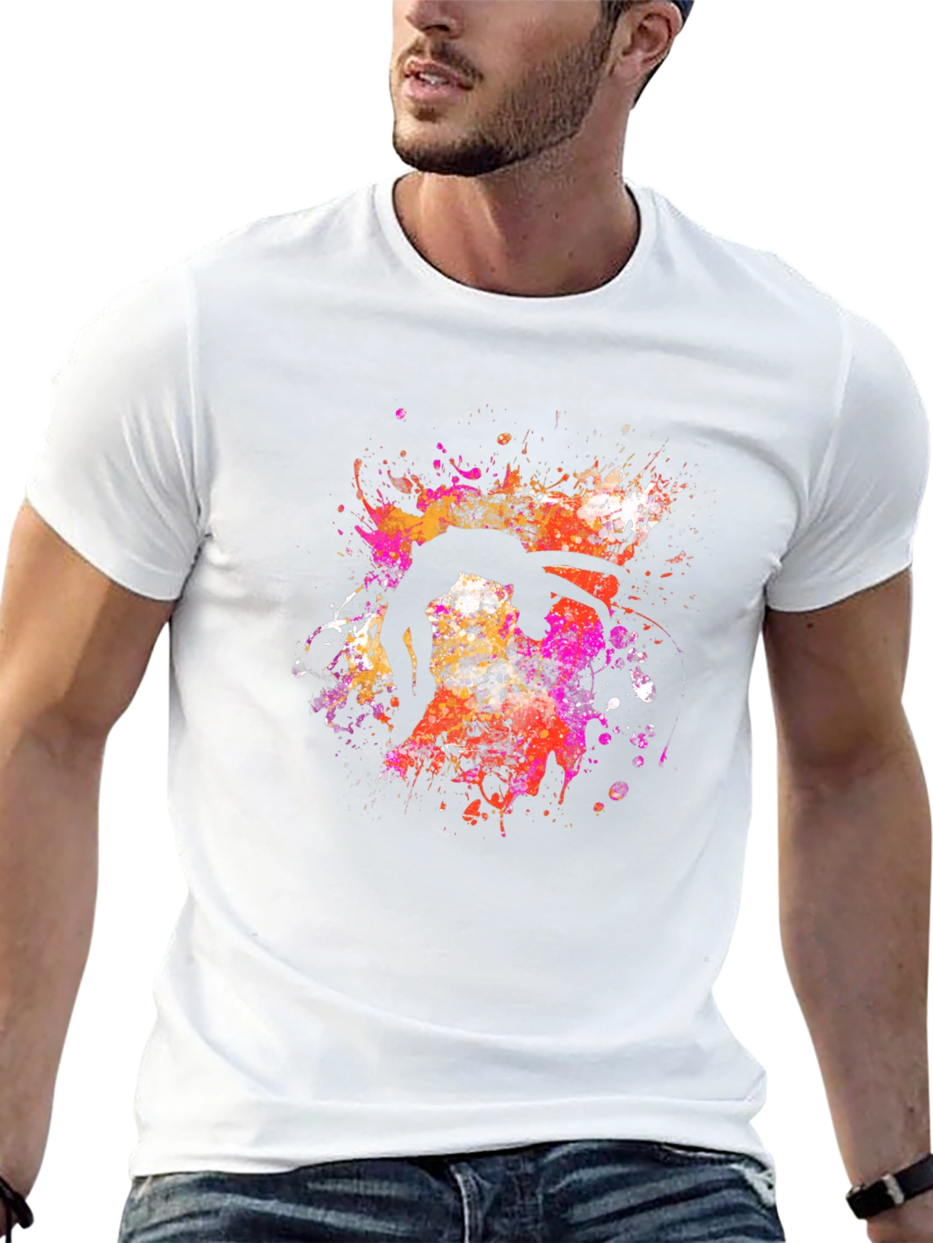Abstract Acrobat T-Shirt Black Crew Neck Artsy Design