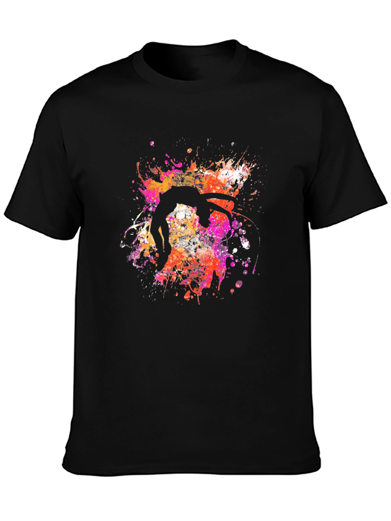 Abstract Acrobat T-Shirt Black Crew Neck Artsy Design