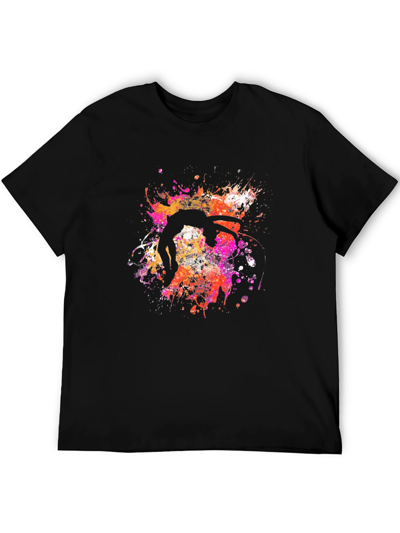 Abstract Acrobat T-Shirt Black Crew Neck Artsy Design