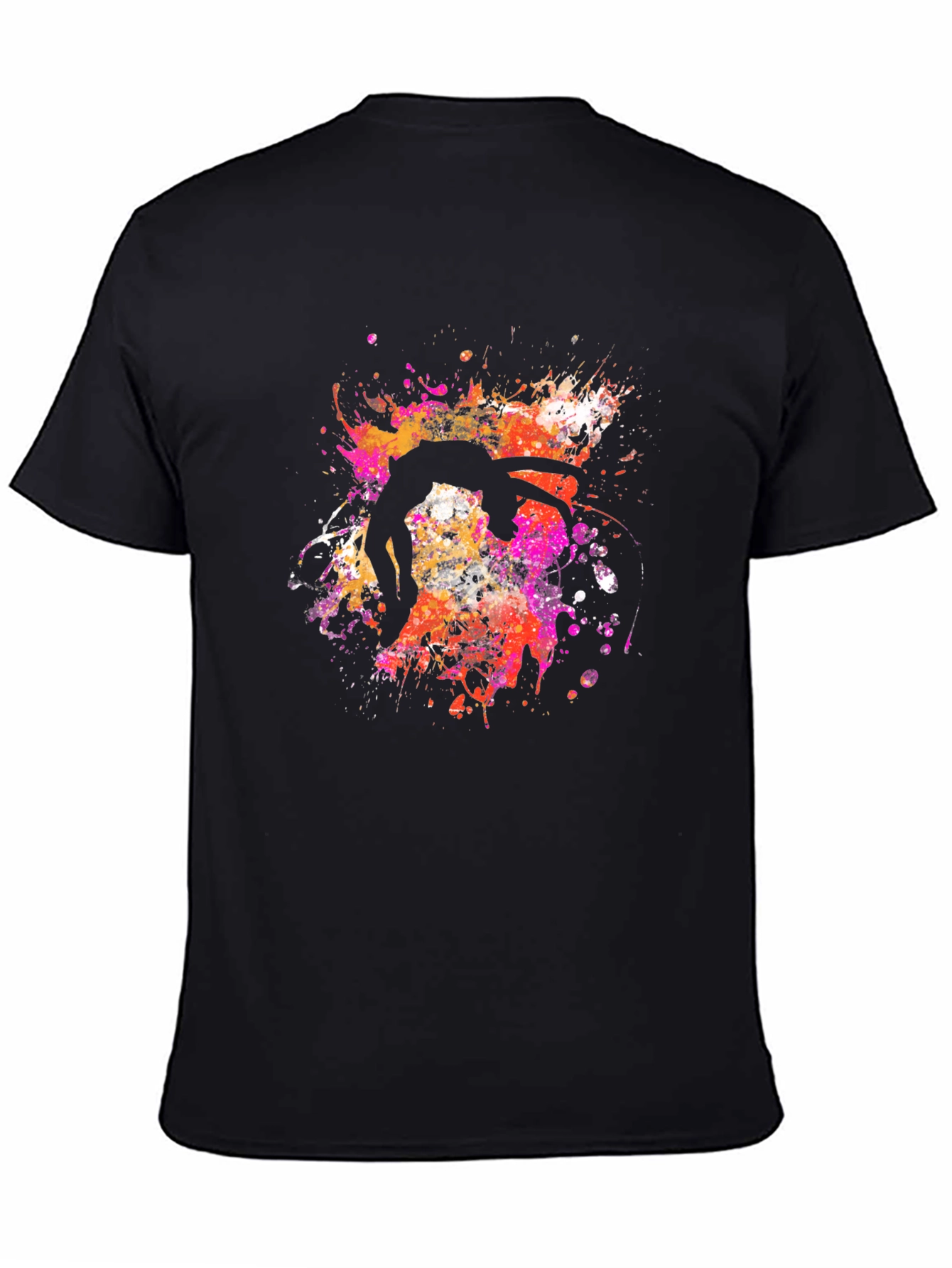 Abstract Acrobat T-Shirt Black Crew Neck Artsy Design