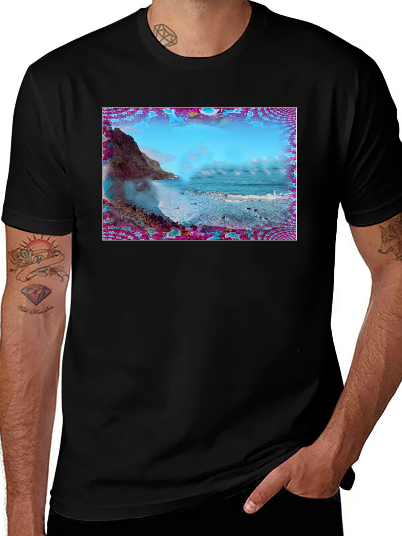 Ocean View Graphic Tee - Black