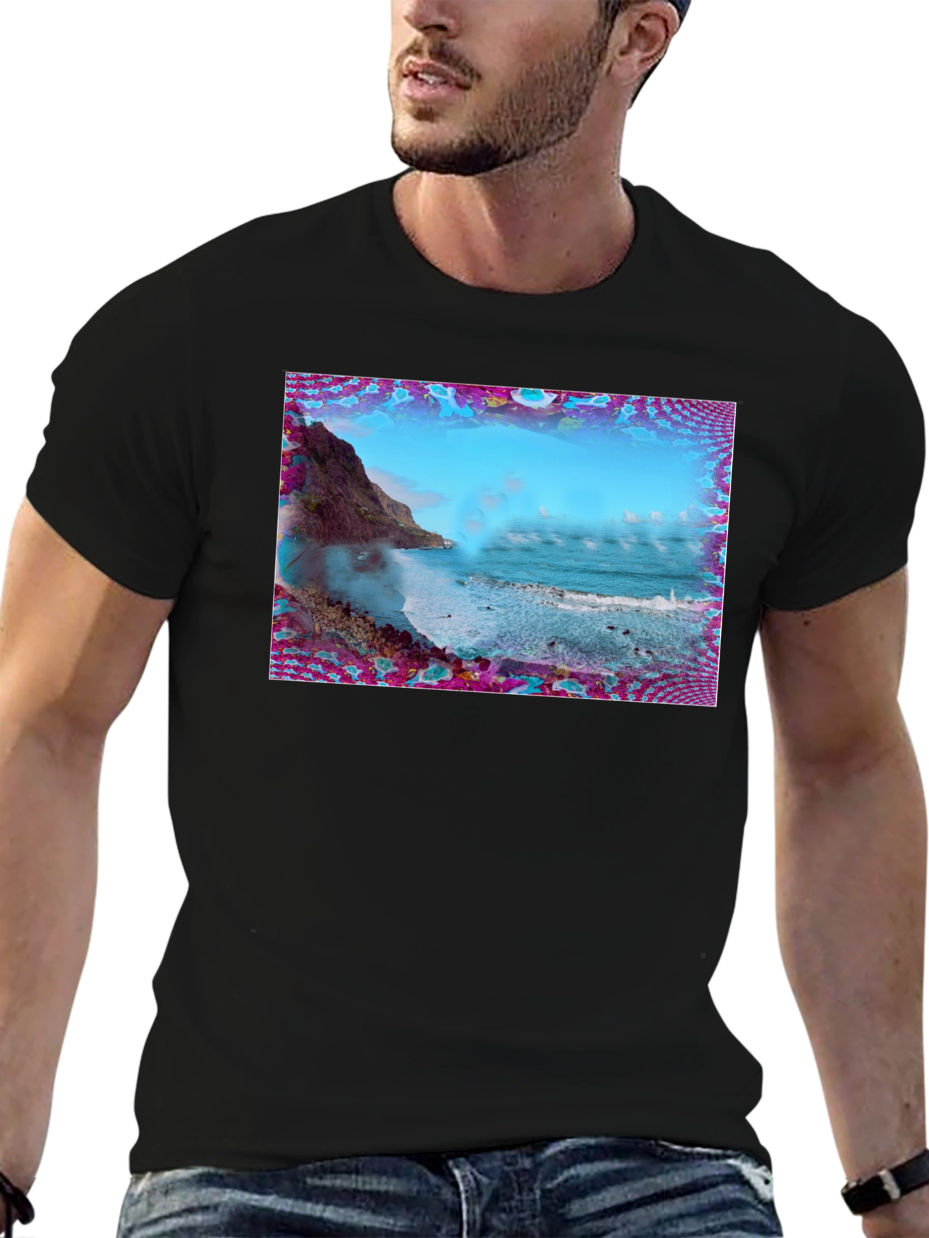 Ocean View Graphic Tee - Black
