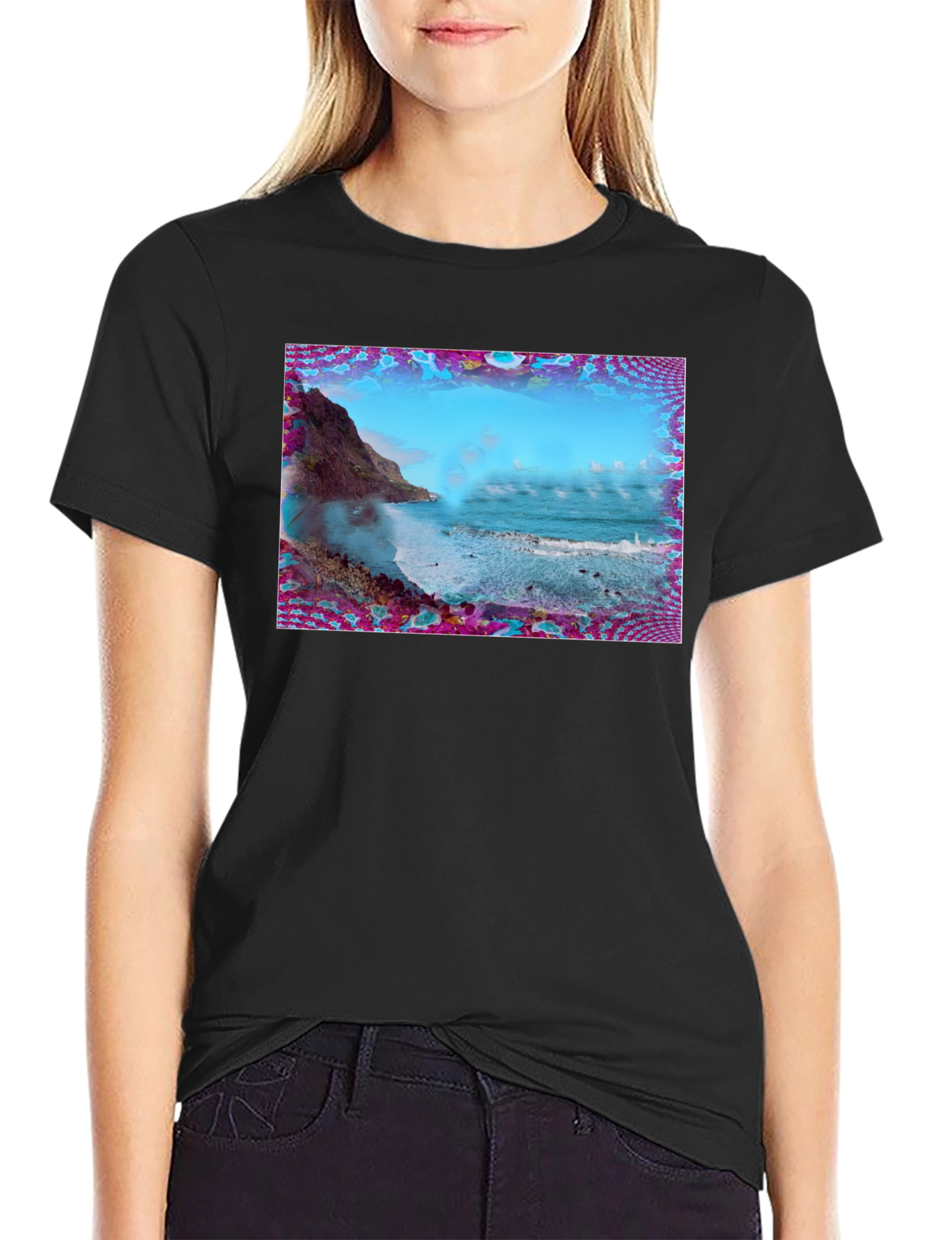 Ocean View Graphic Tee - Black