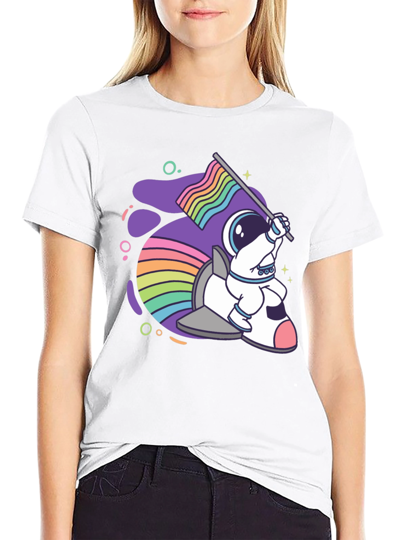 Astronaut Rainbow Rocket T-Shirt