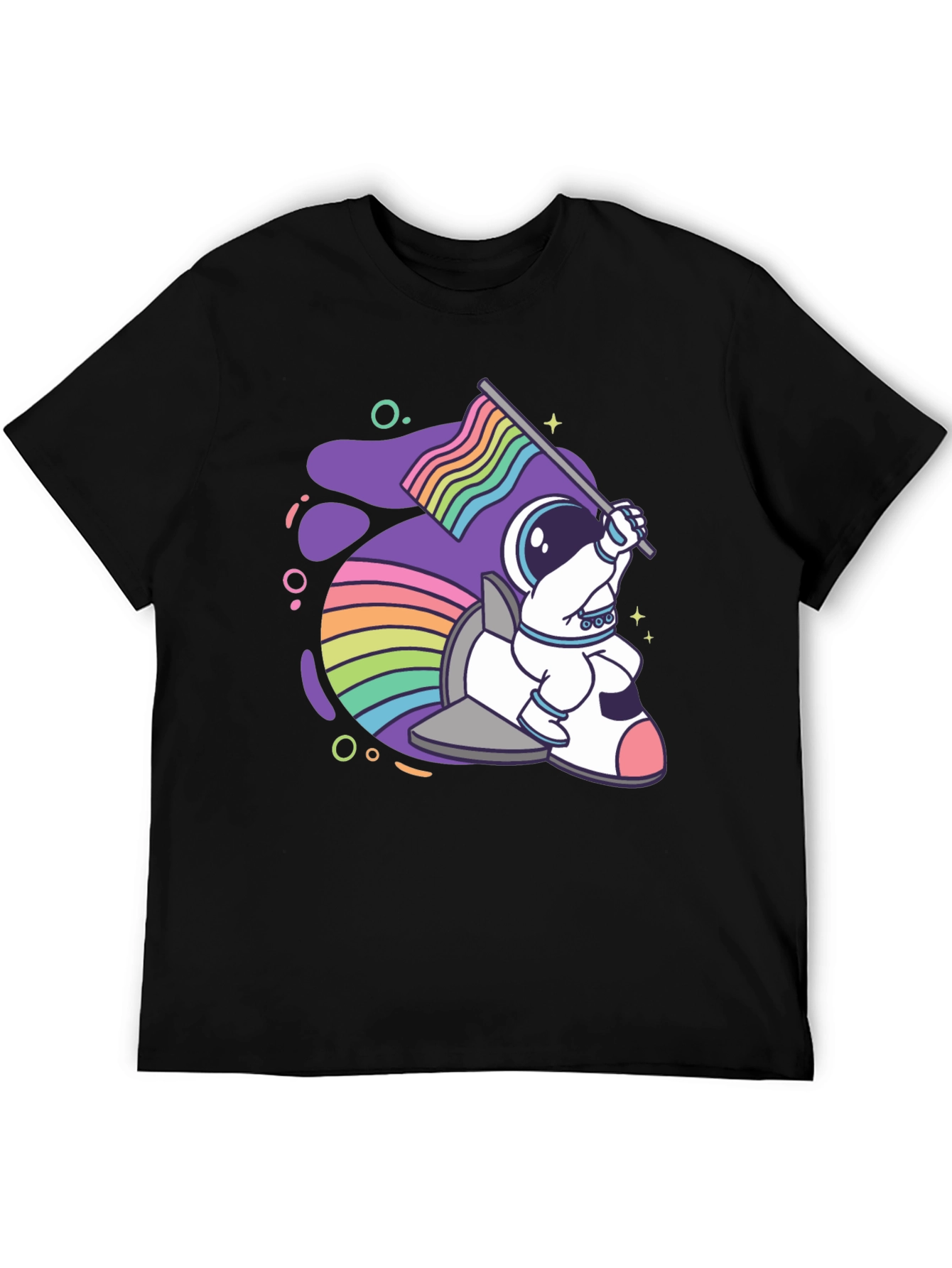 Astronaut Rainbow Rocket T-Shirt