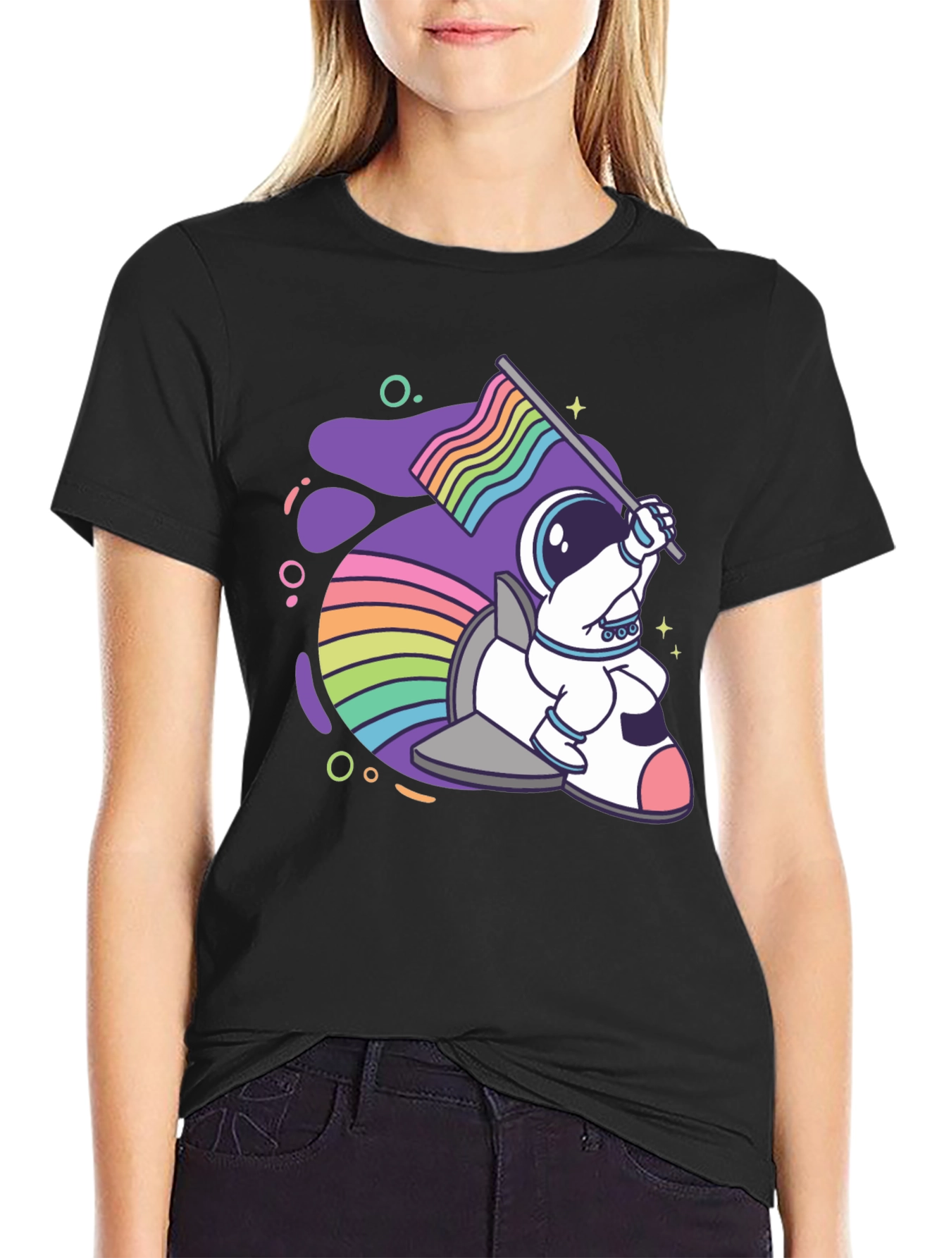 Astronaut Rainbow Rocket T-Shirt