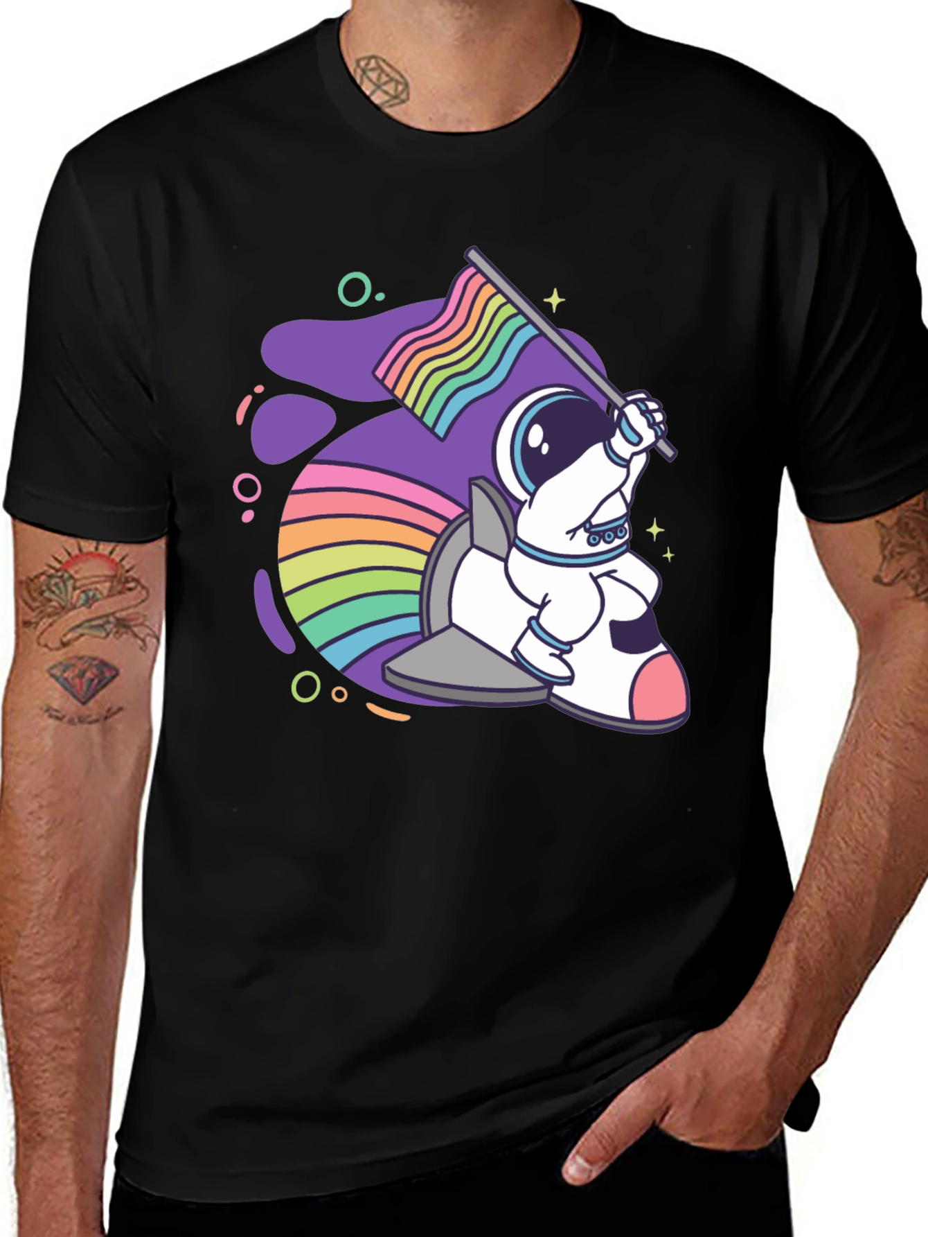Astronaut Rainbow Rocket T-Shirt