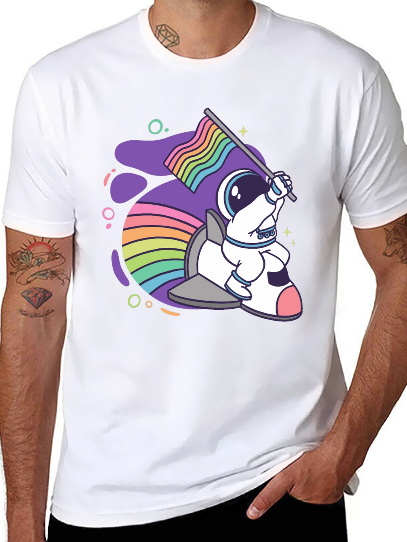 Astronaut Rainbow Rocket T-Shirt