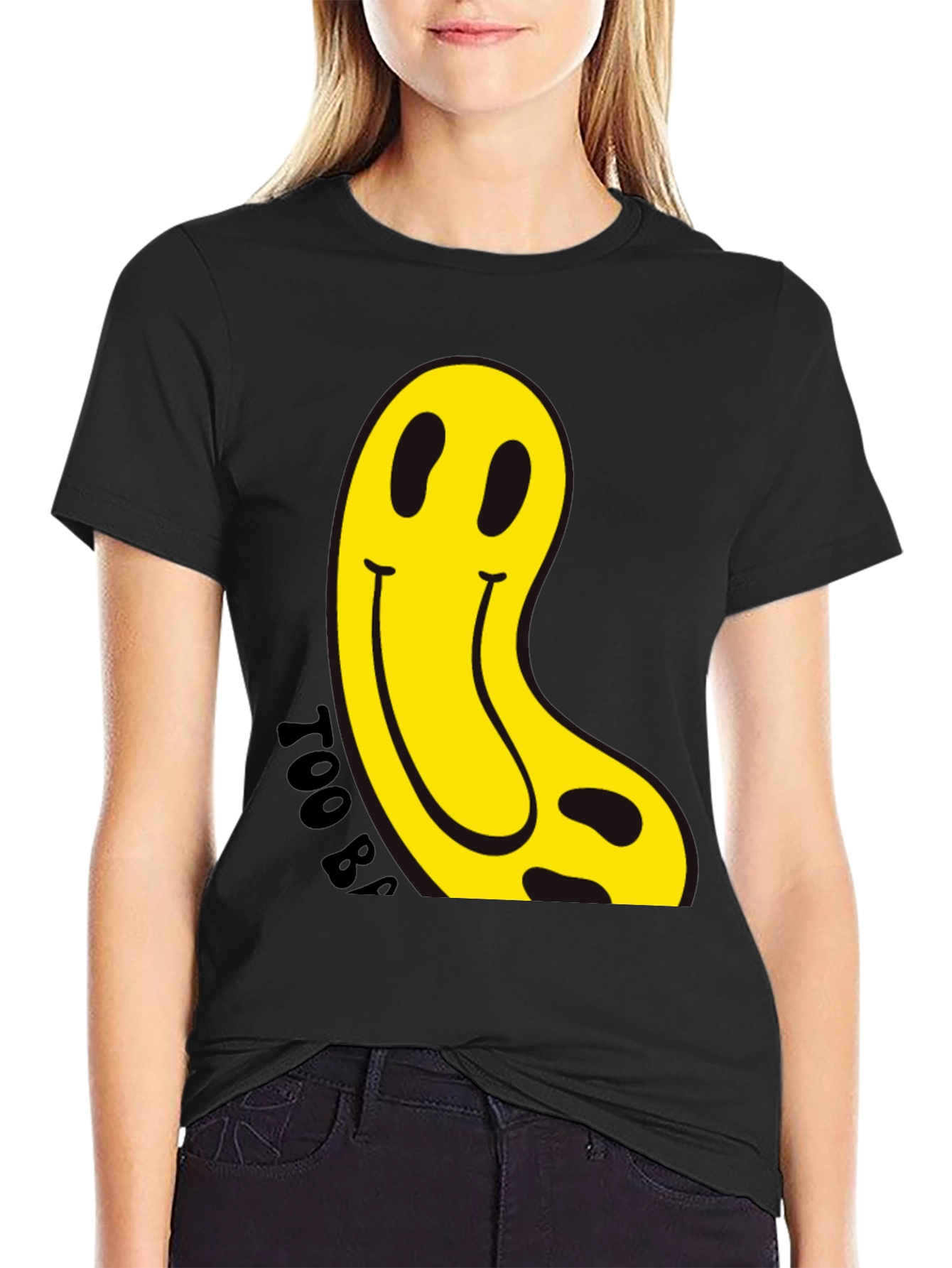 Melting Smiley Face Black Graphic Tee